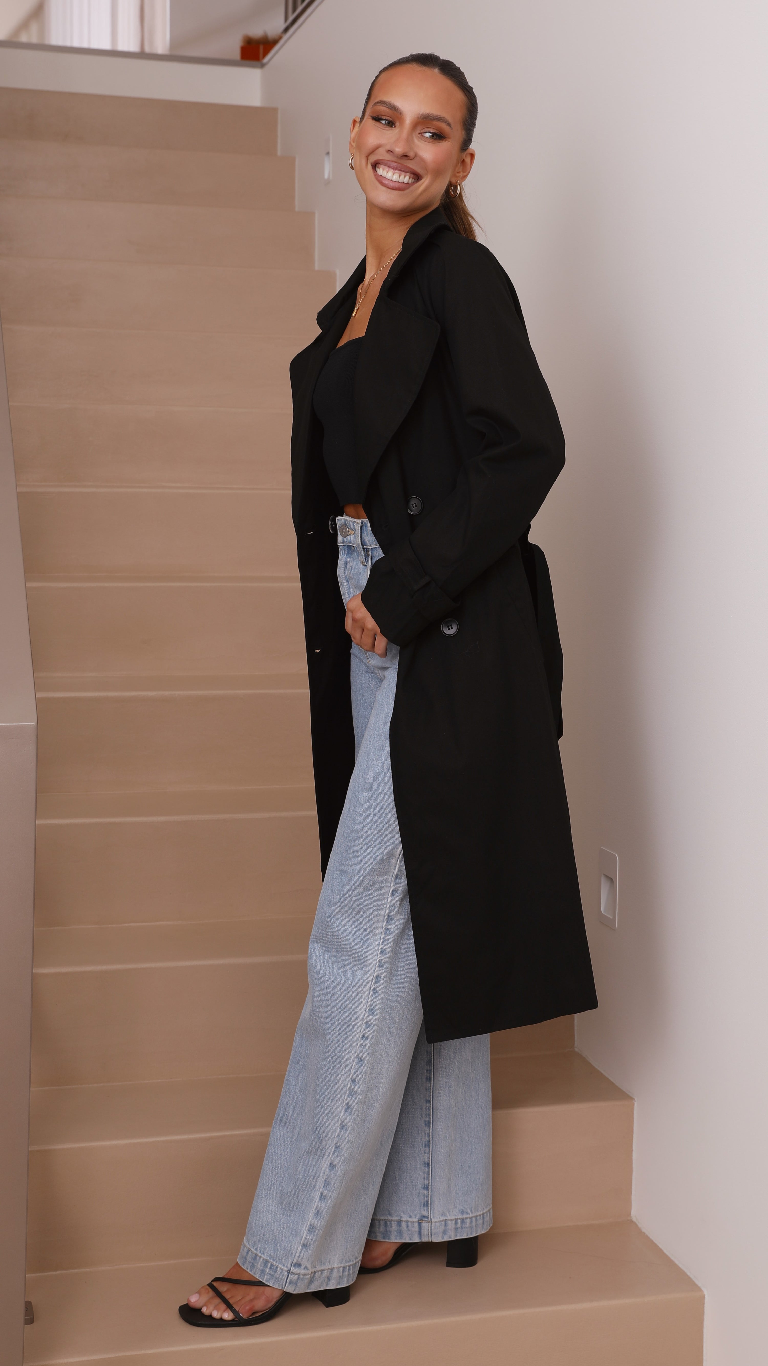 Byron Trench Coat - Black - Billy J