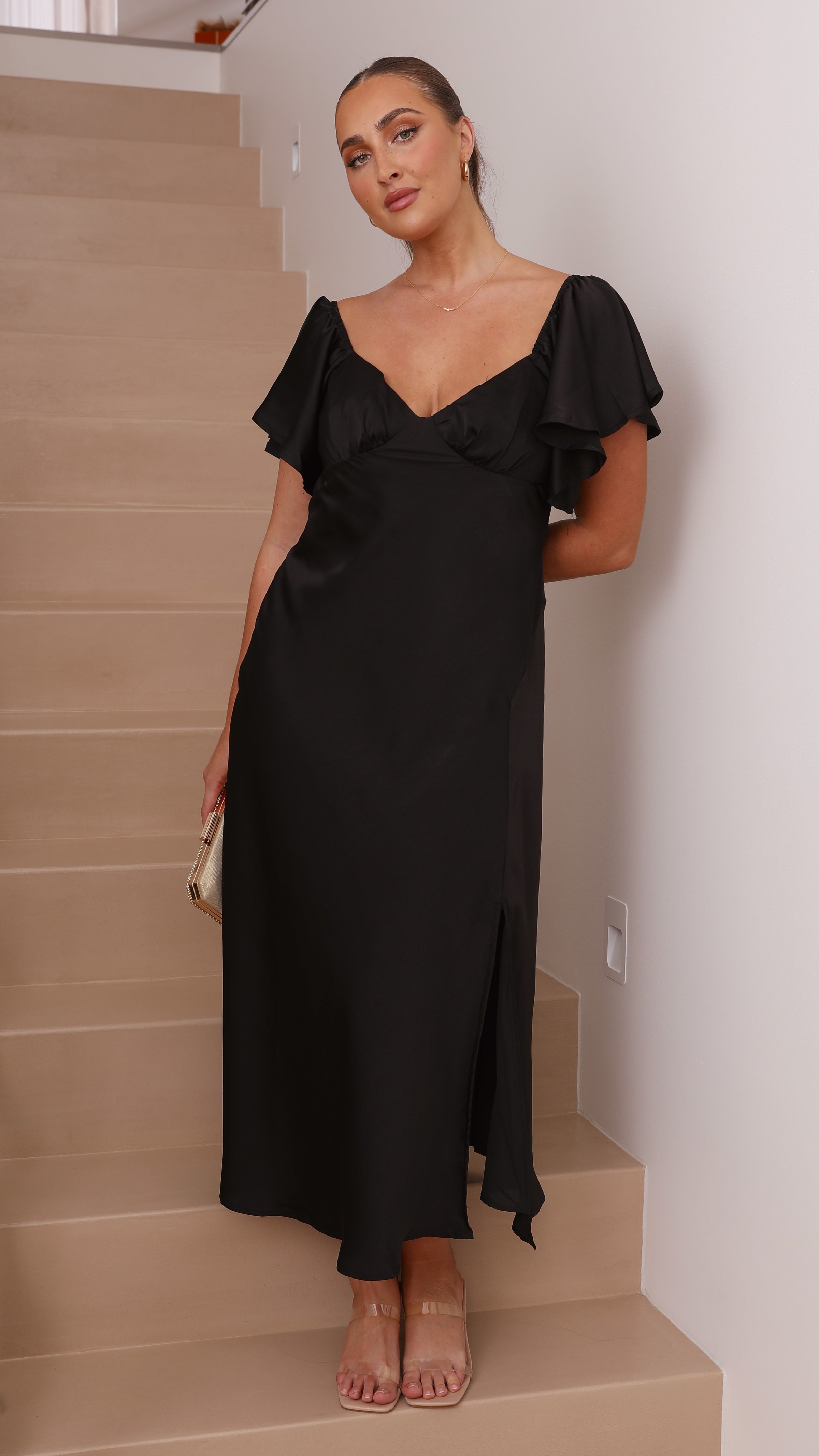 Louisa Midi Dress - Black - Billy J