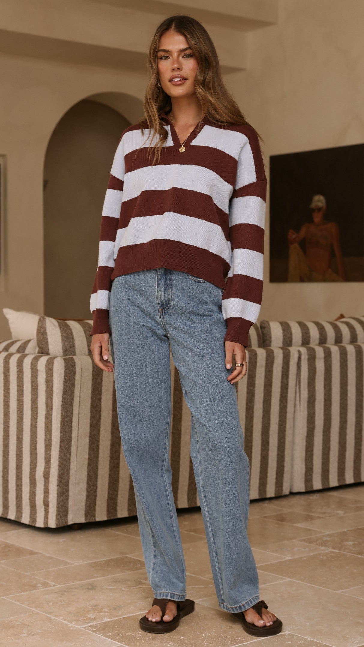 Kodi Sweater - Blue/Brown Stripe - Billy J