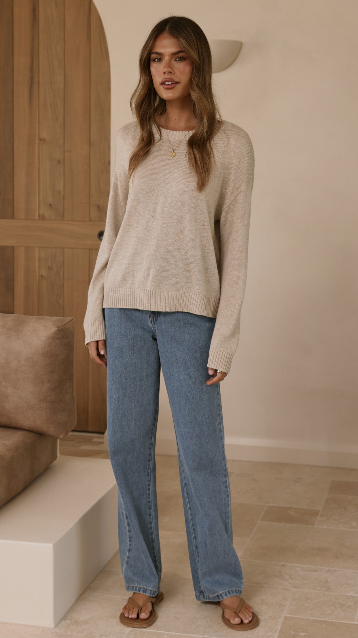 Victoria Long Sleeve Top - Oat - Billy J