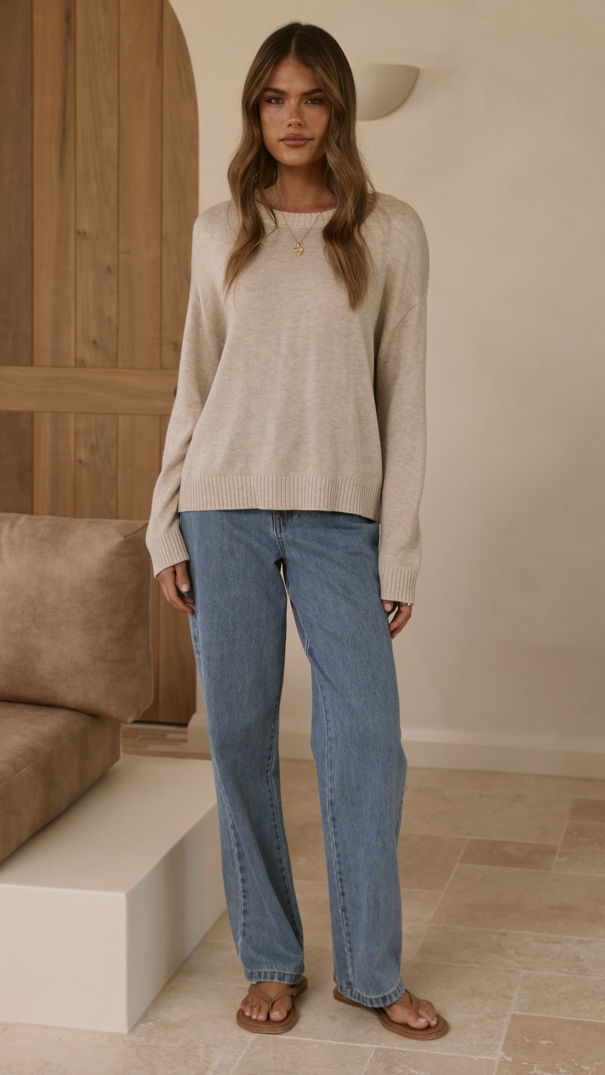 Victoria Long Sleeve Top - Oat - Billy J