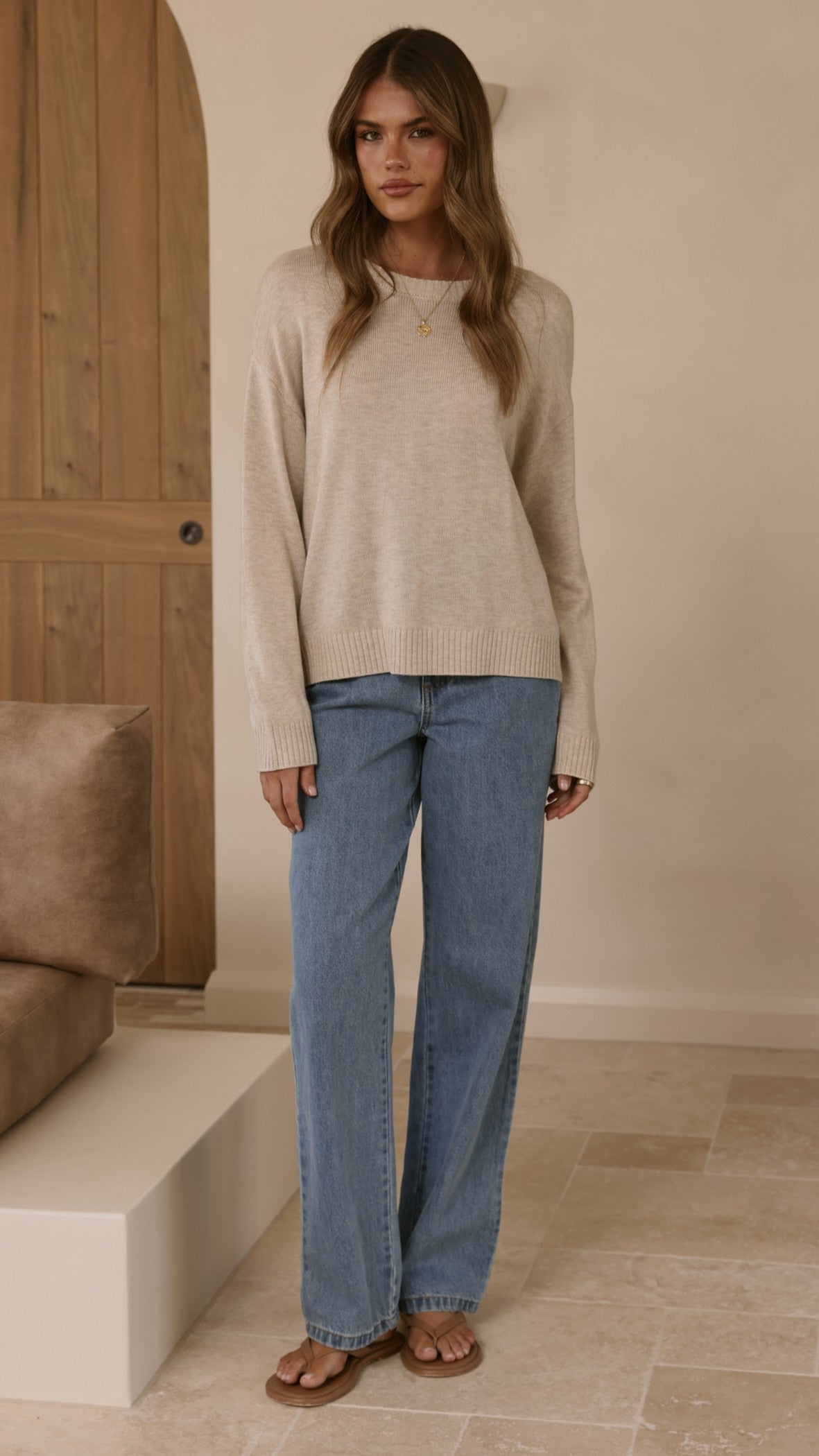 Victoria Long Sleeve Top - Oat - Billy J