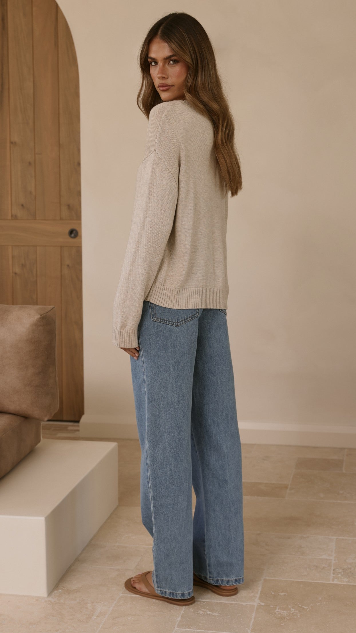 Victoria Long Sleeve Top - Oat - Billy J