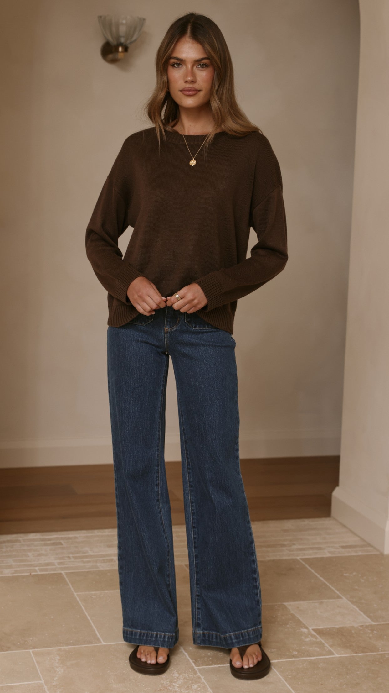 Victoria Long Sleeve Top - Chocolate - Billy J