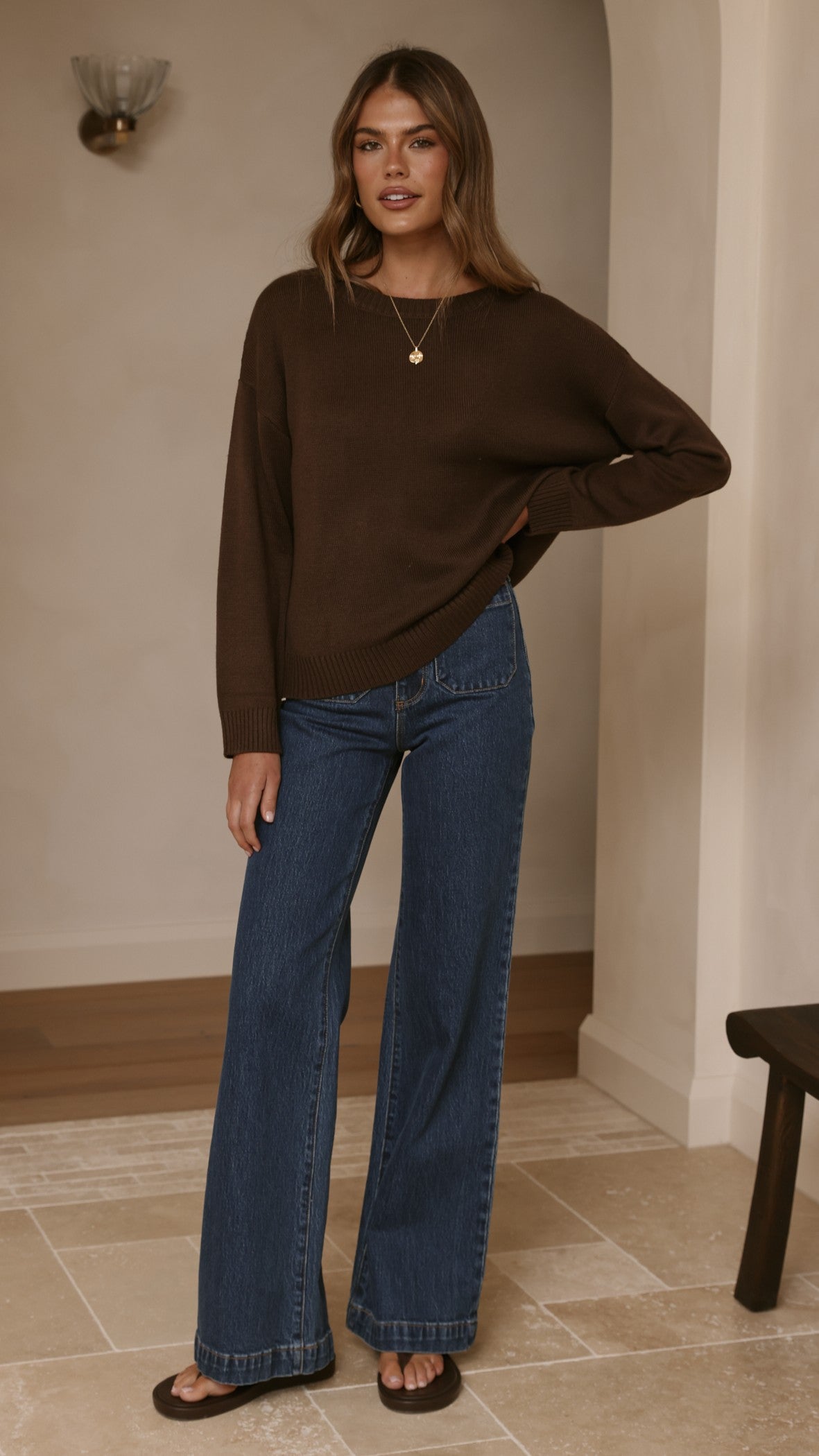 Victoria Long Sleeve Top - Chocolate - Billy J