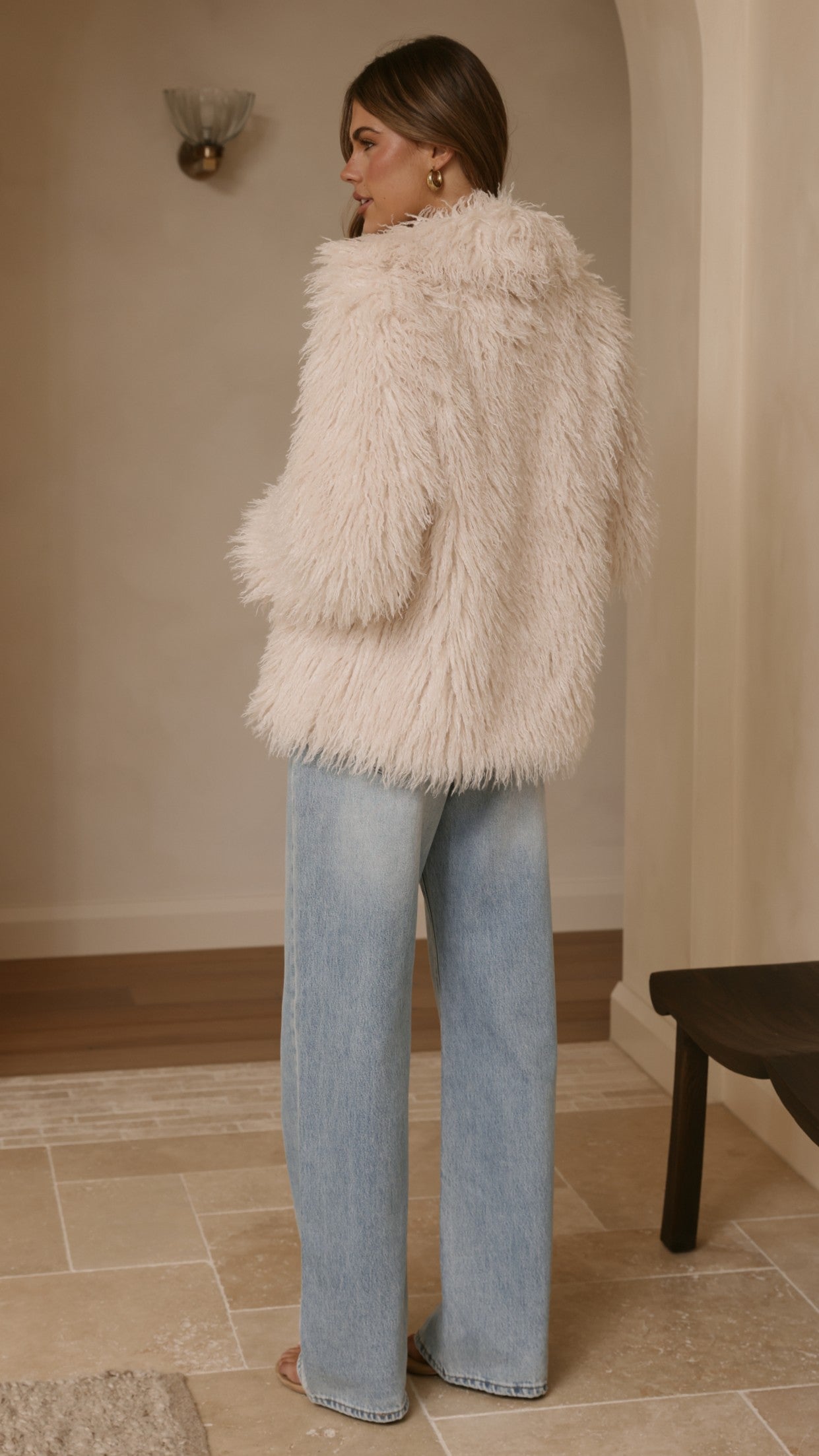 Chantelle Fur Jacket - Cream - Billy J
