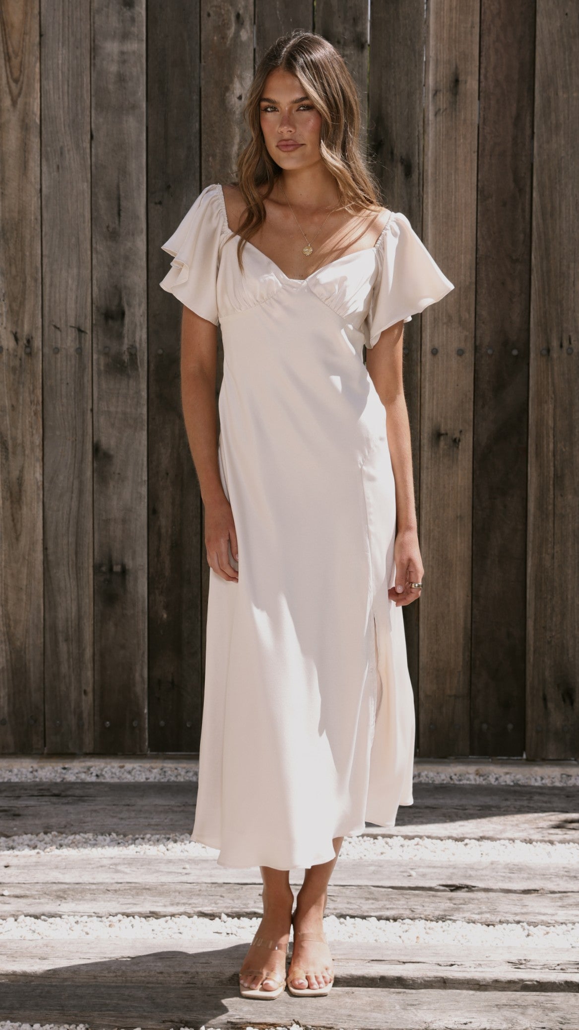 Louisa Midi Dress - Ivory - Billy J