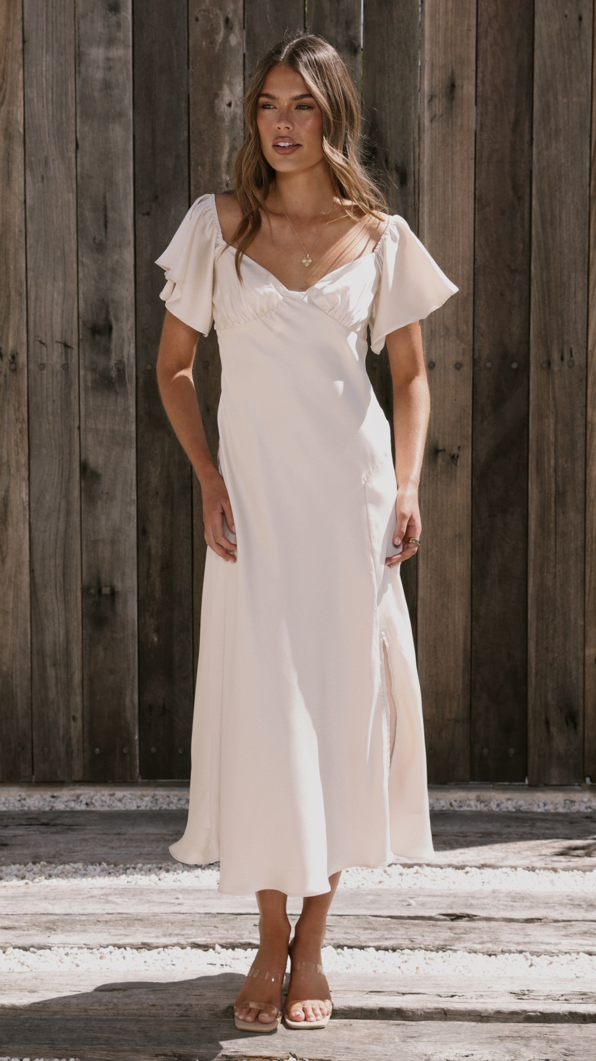 Louisa Midi Dress - Ivory - Billy J