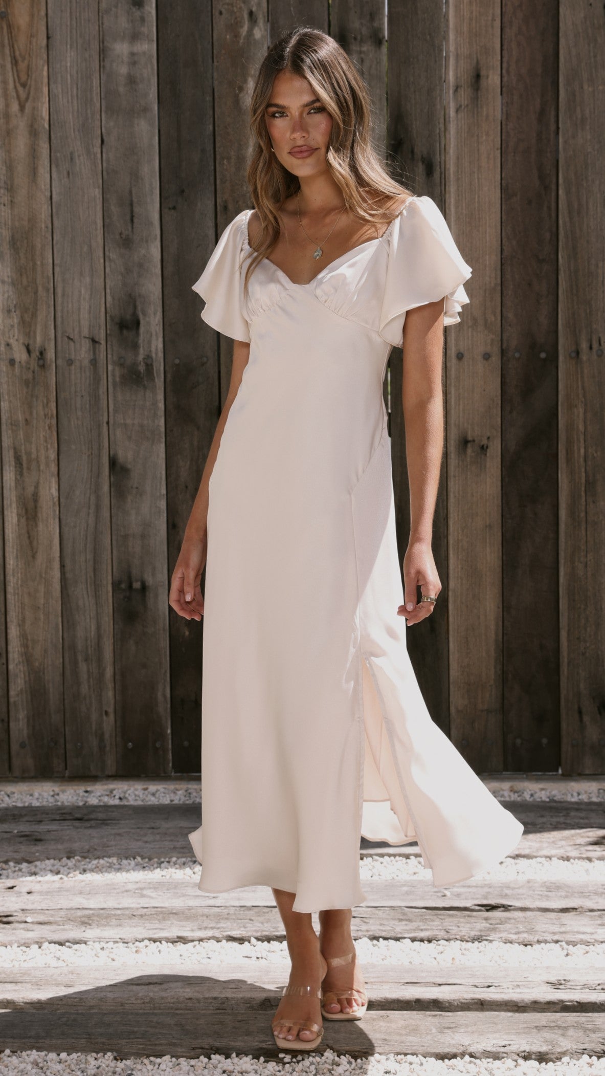 blue dress for baby girl Halle One Shoulder Maxi Dress - Champagne - Buy Women's Maxi Dresses main image 0