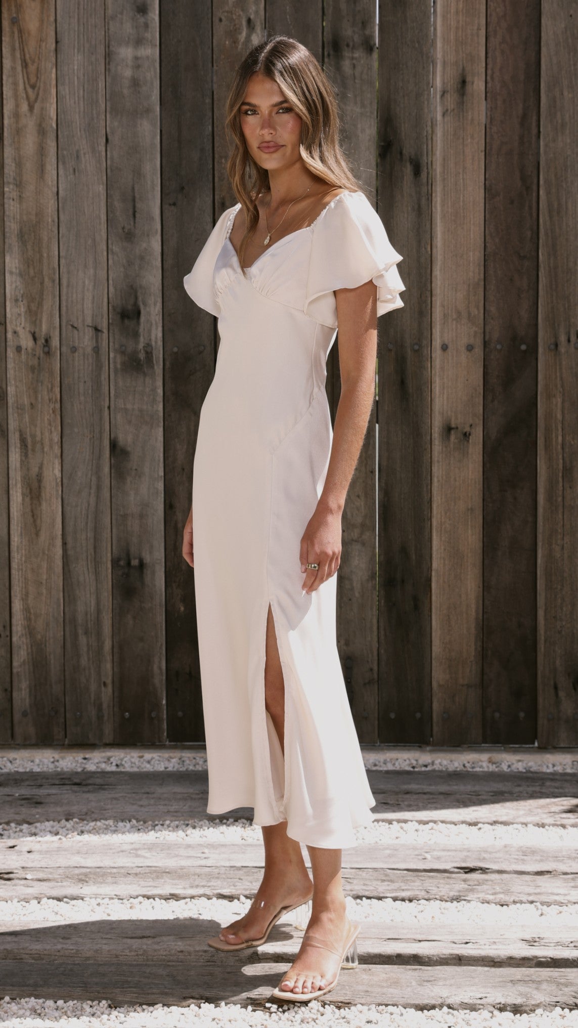 Louisa Midi Dress - Ivory - Billy J