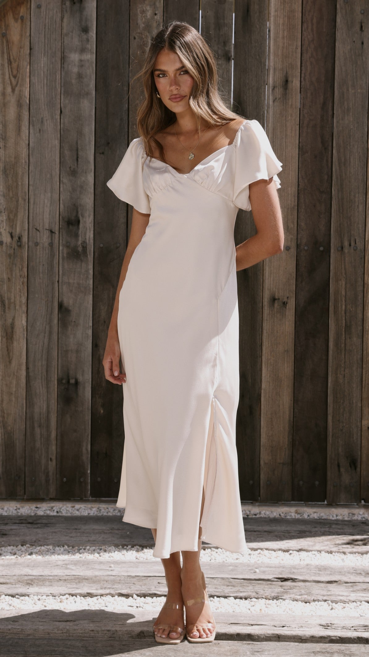 Louisa Midi Dress - Ivory - Billy J