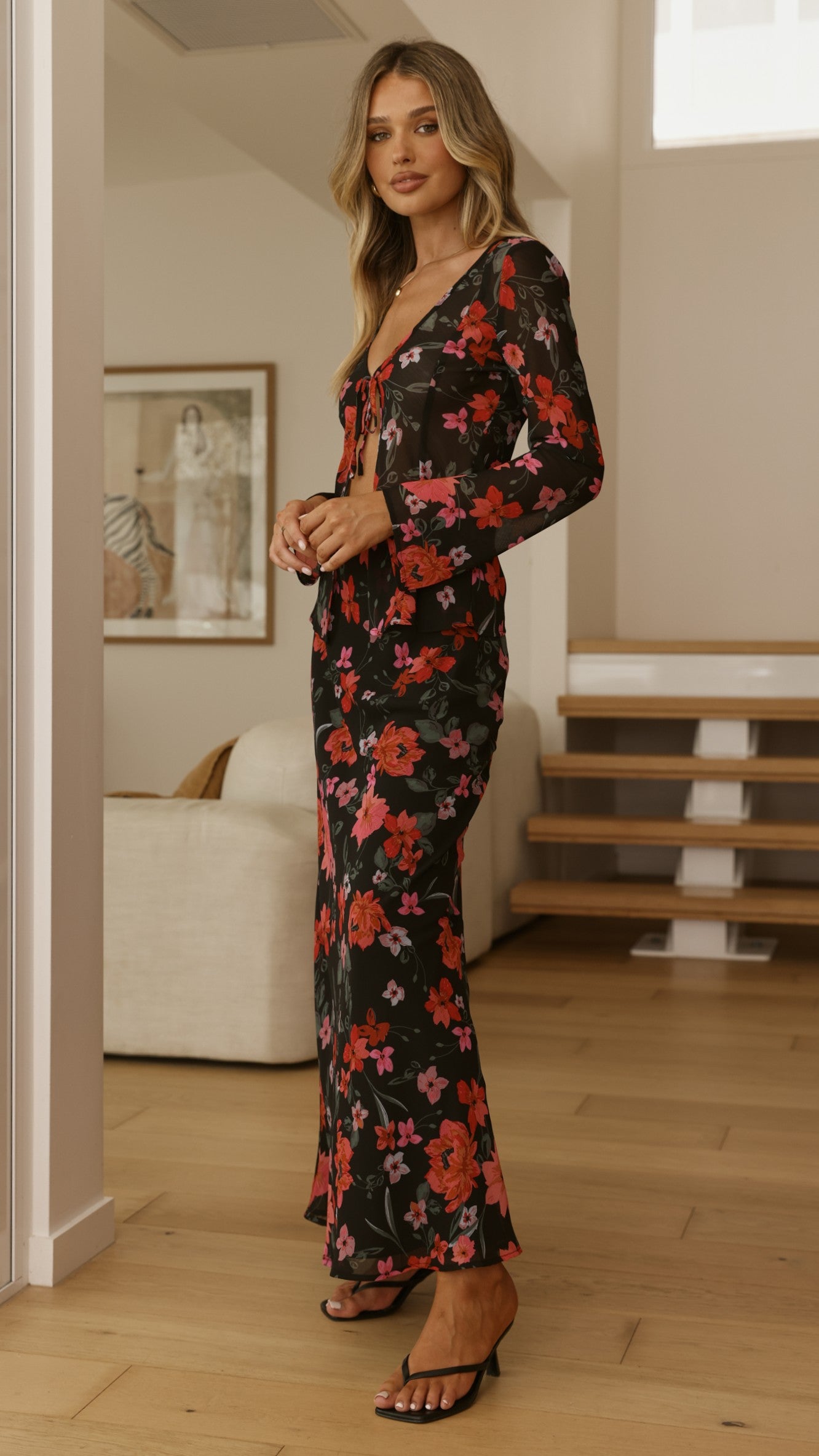 Brianna Open Tie Top - Dark Floral - Billy J
