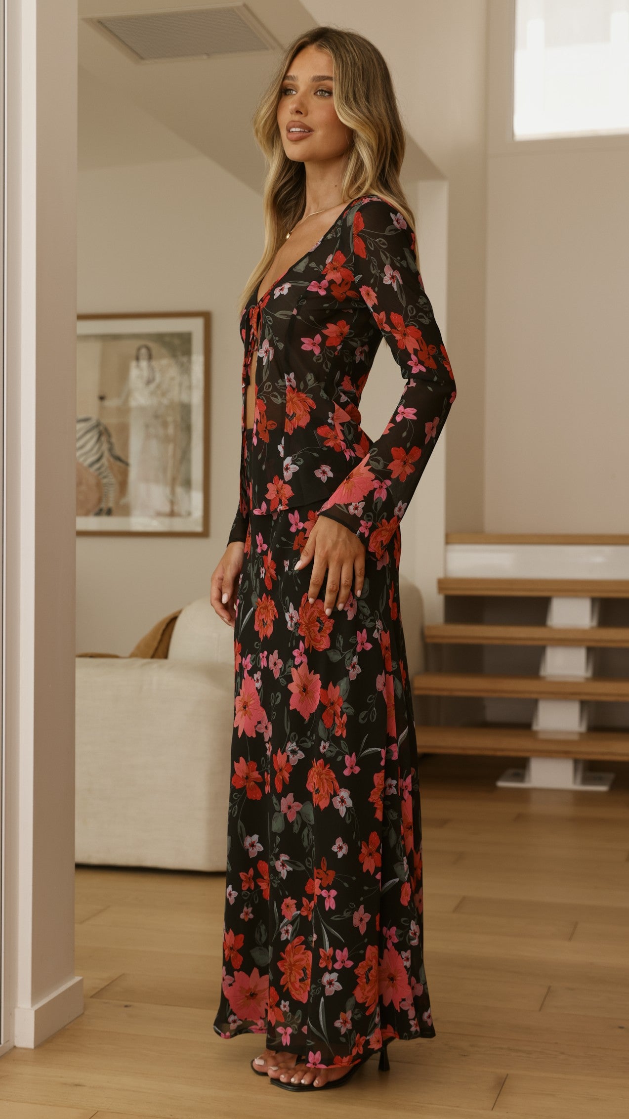 Brianna Open Tie Top - Dark Floral - Billy J