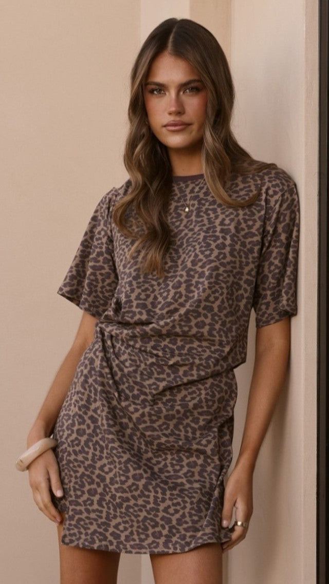 Ravina Mini Dress - Leopard Print - Billy J