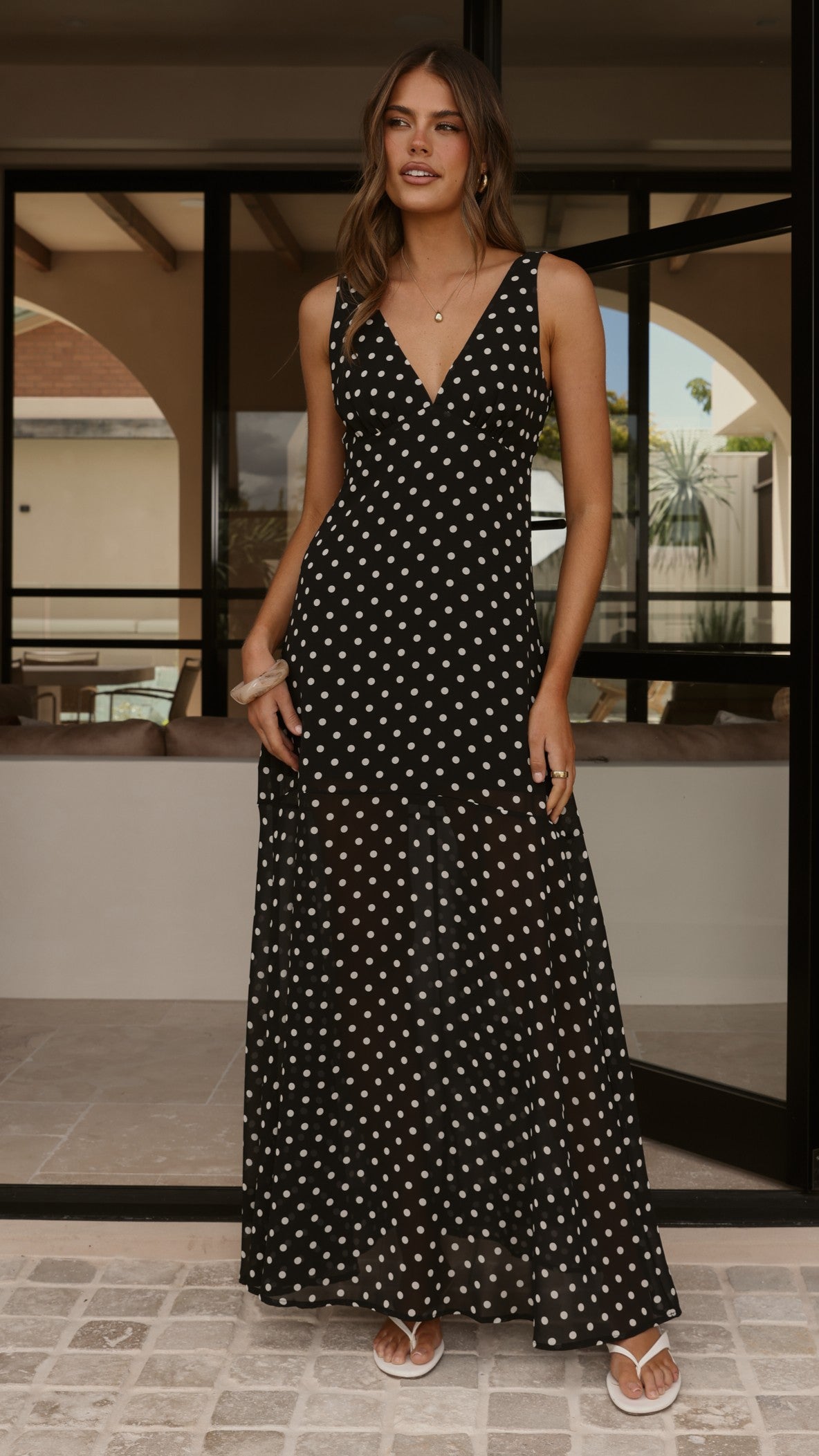 Oriella Maxi Dress - Black Polka - Billy J