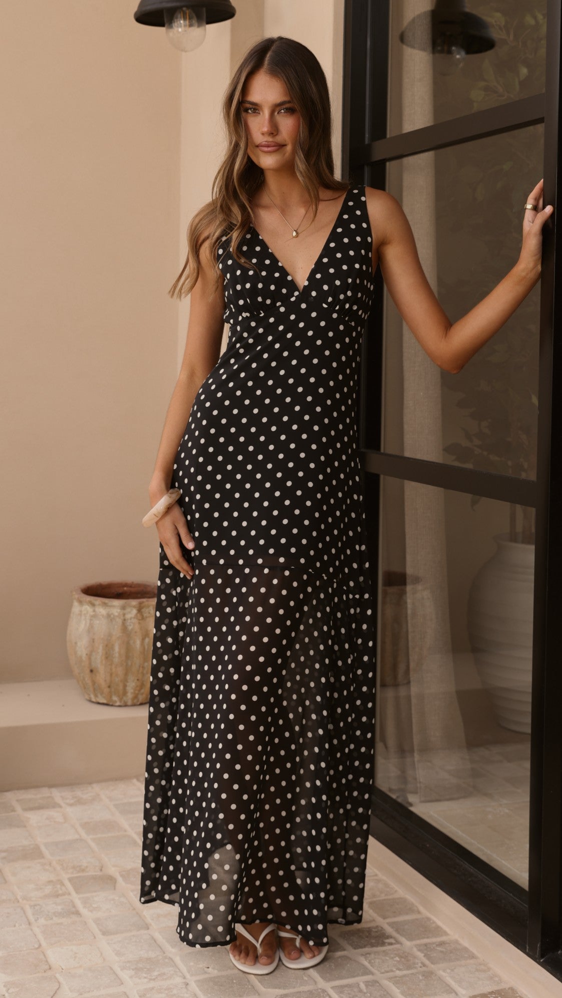 Oriella Maxi Dress - Black Polka - Billy J