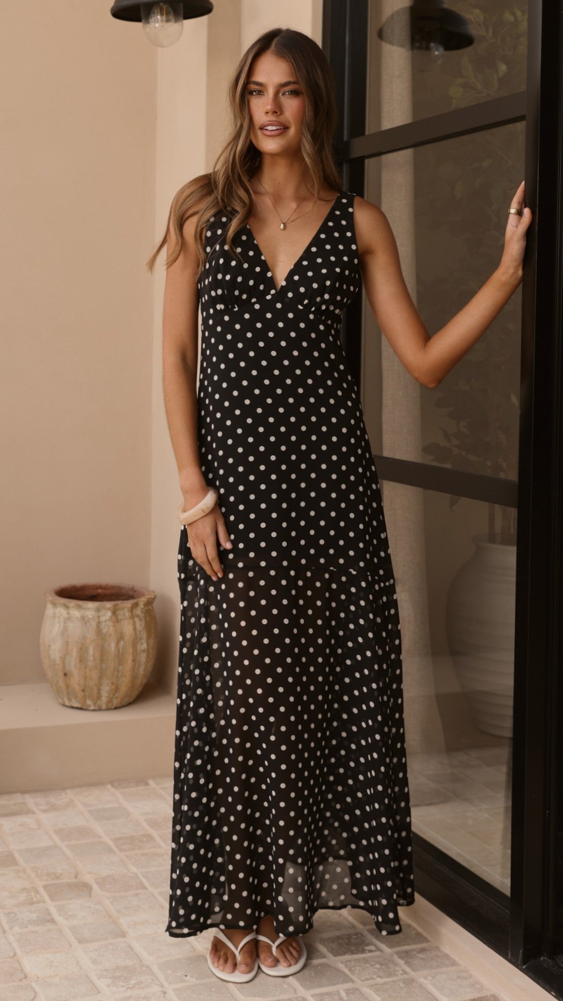 Oriella Maxi Dress - Black Polka - Billy J