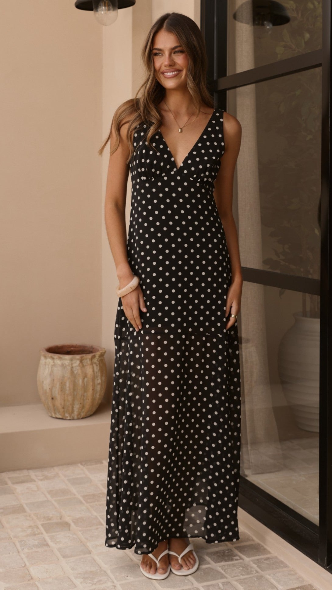 Oriella Maxi Dress - Black Polka - Billy J