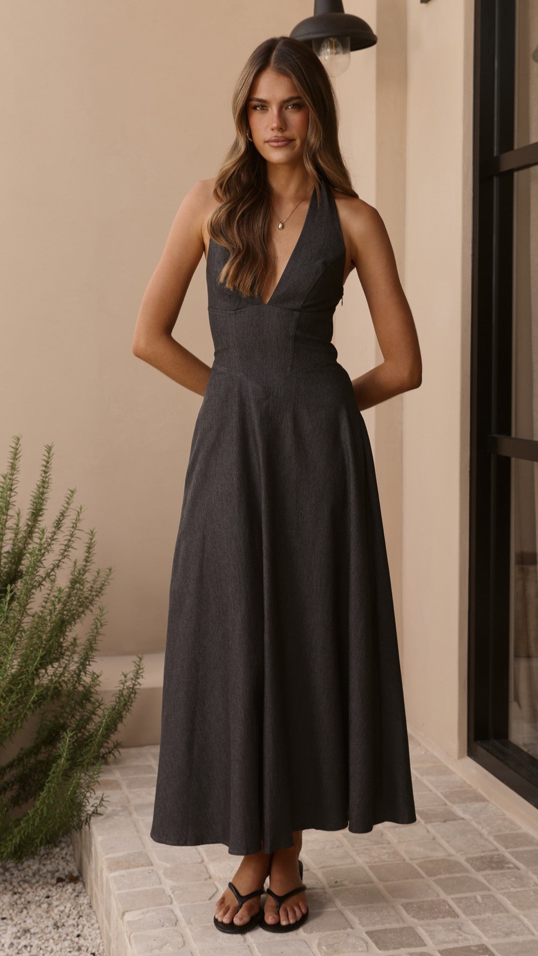 Skye Maxi Dress - Steel Grey - Billy J