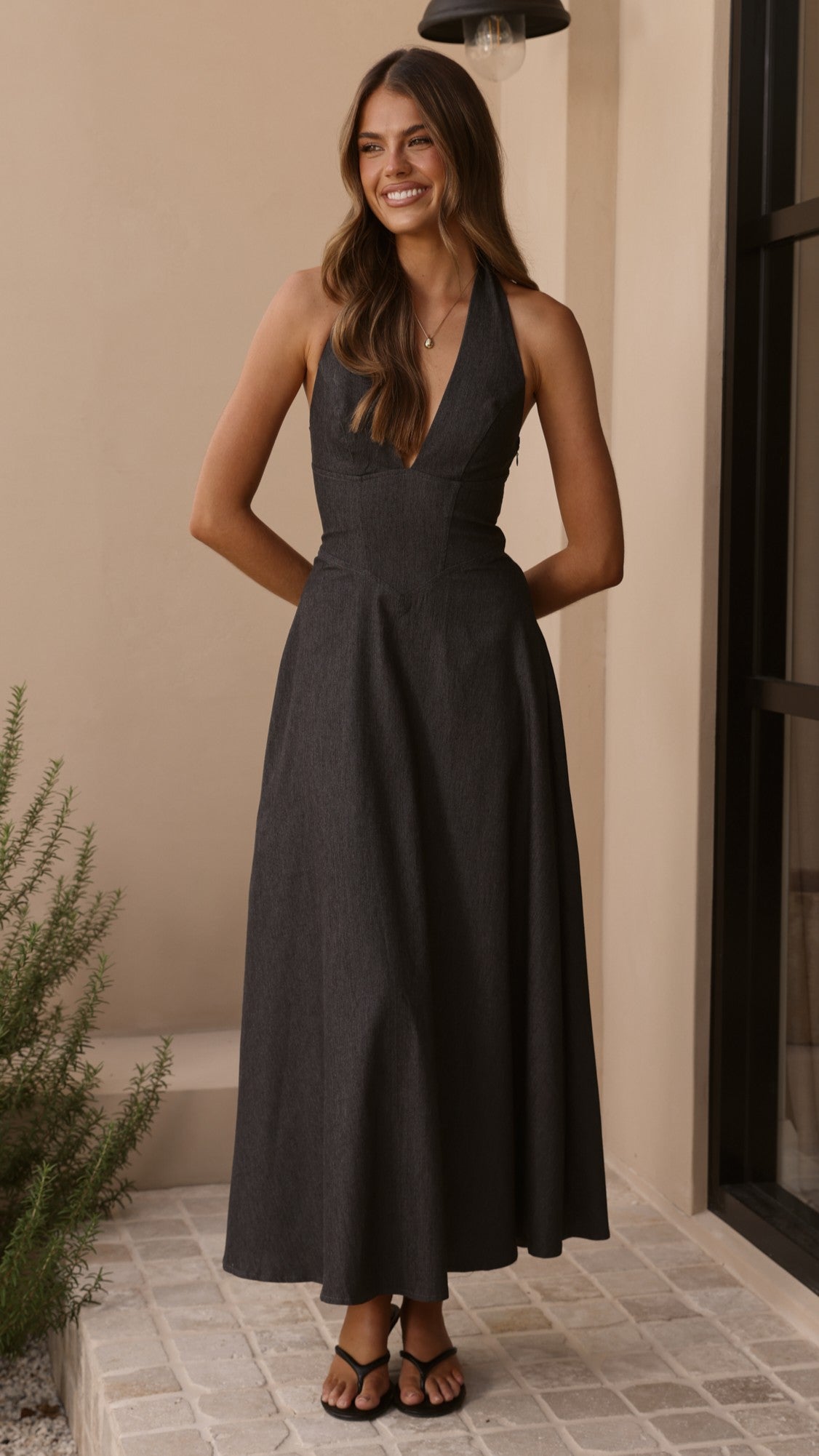 Skye Maxi Dress - Steel Grey - Billy J