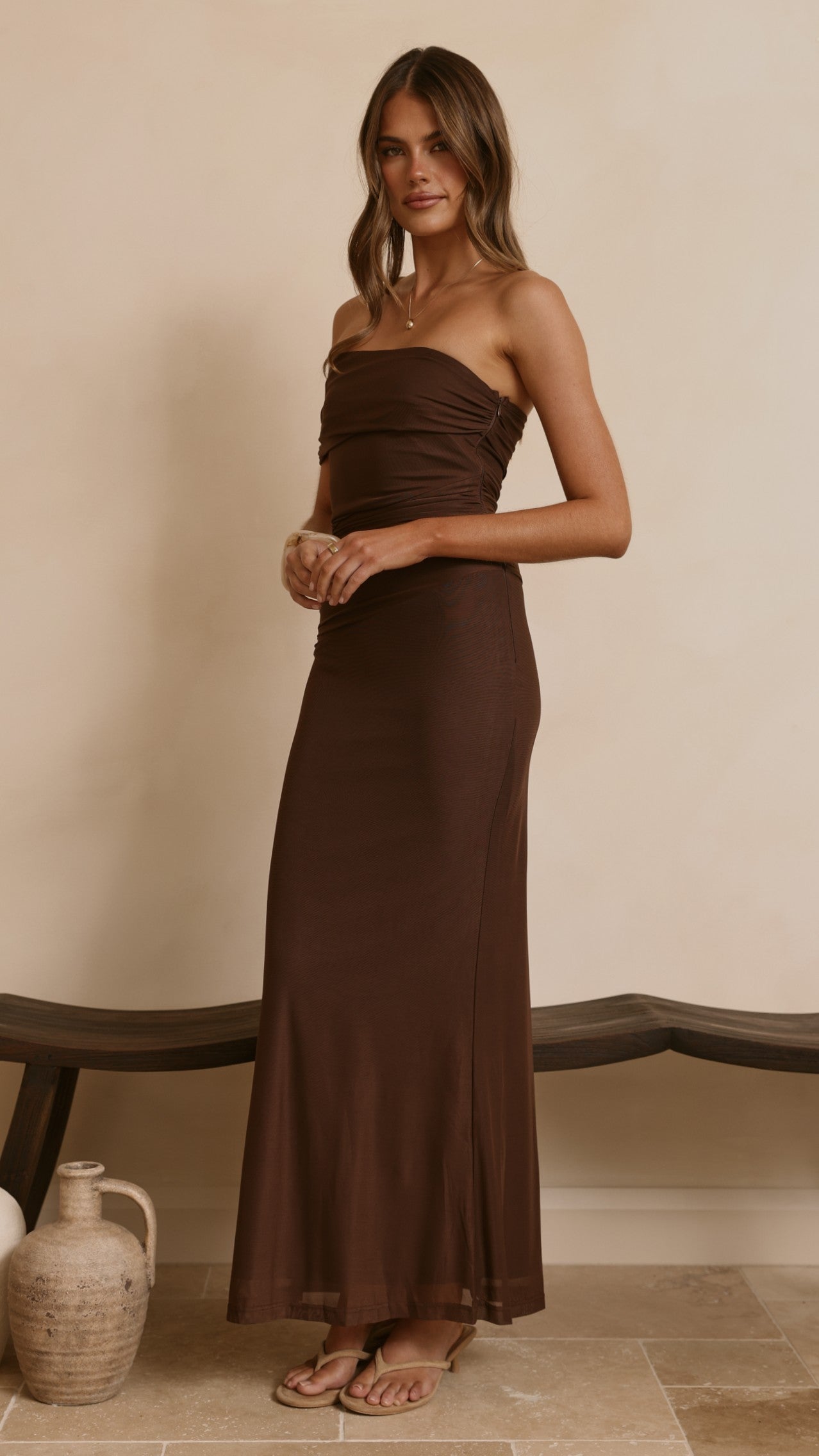 Ria Maxi Dress - Chocolate - Billy J