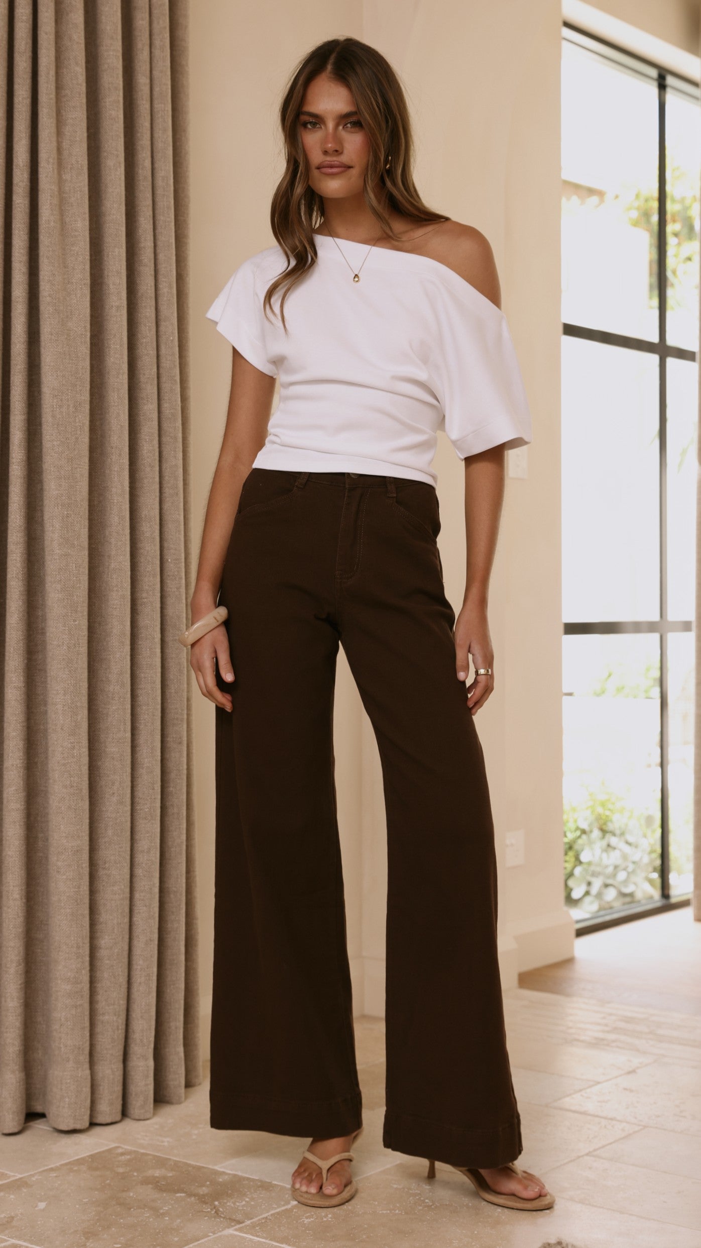 Zandra Wide Leg Jeans - Chocolate - Billy J
