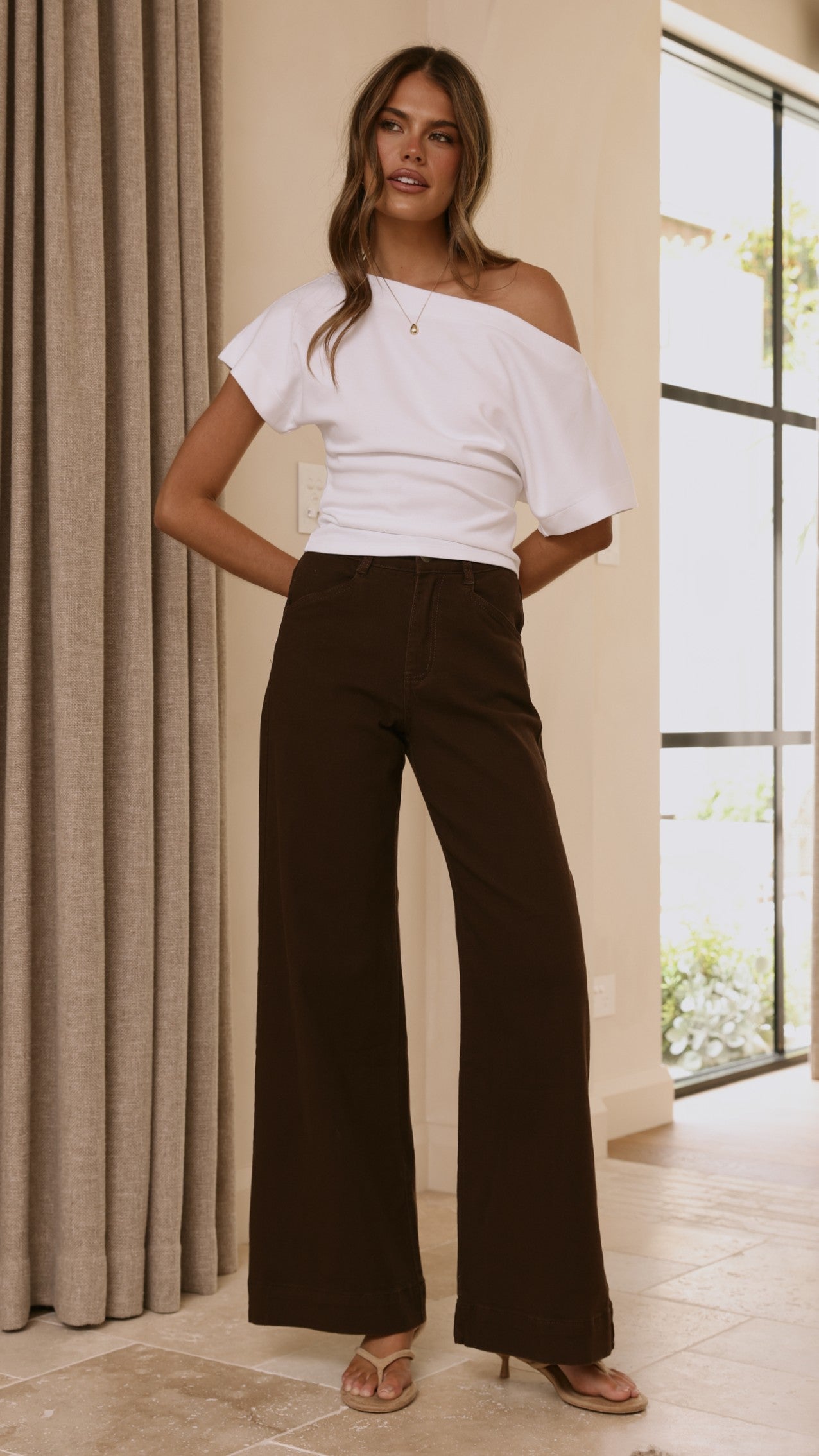 Zandra Wide Leg Jeans - Chocolate - Billy J