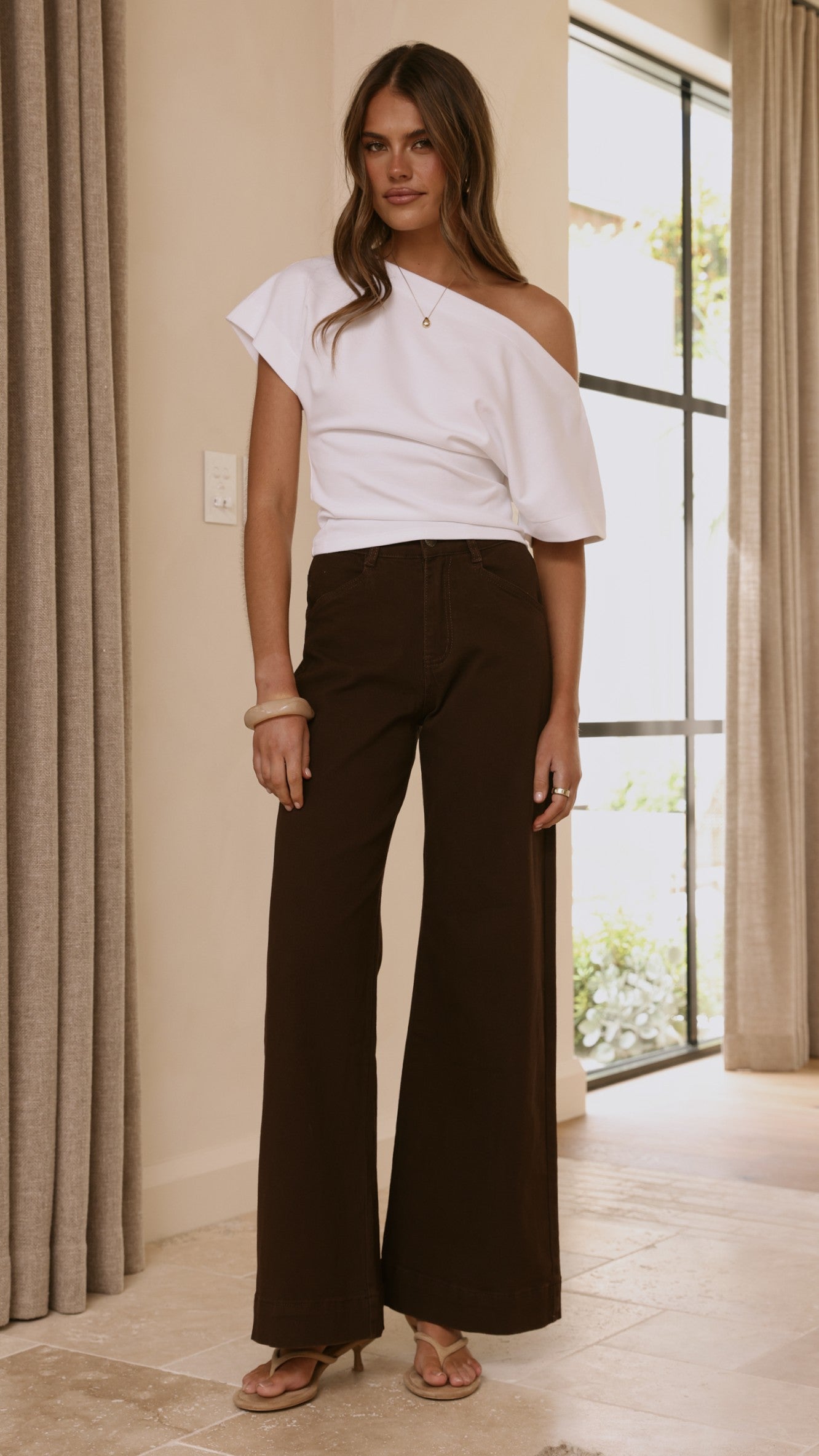 Zandra Wide Leg Jeans - Chocolate - Billy J