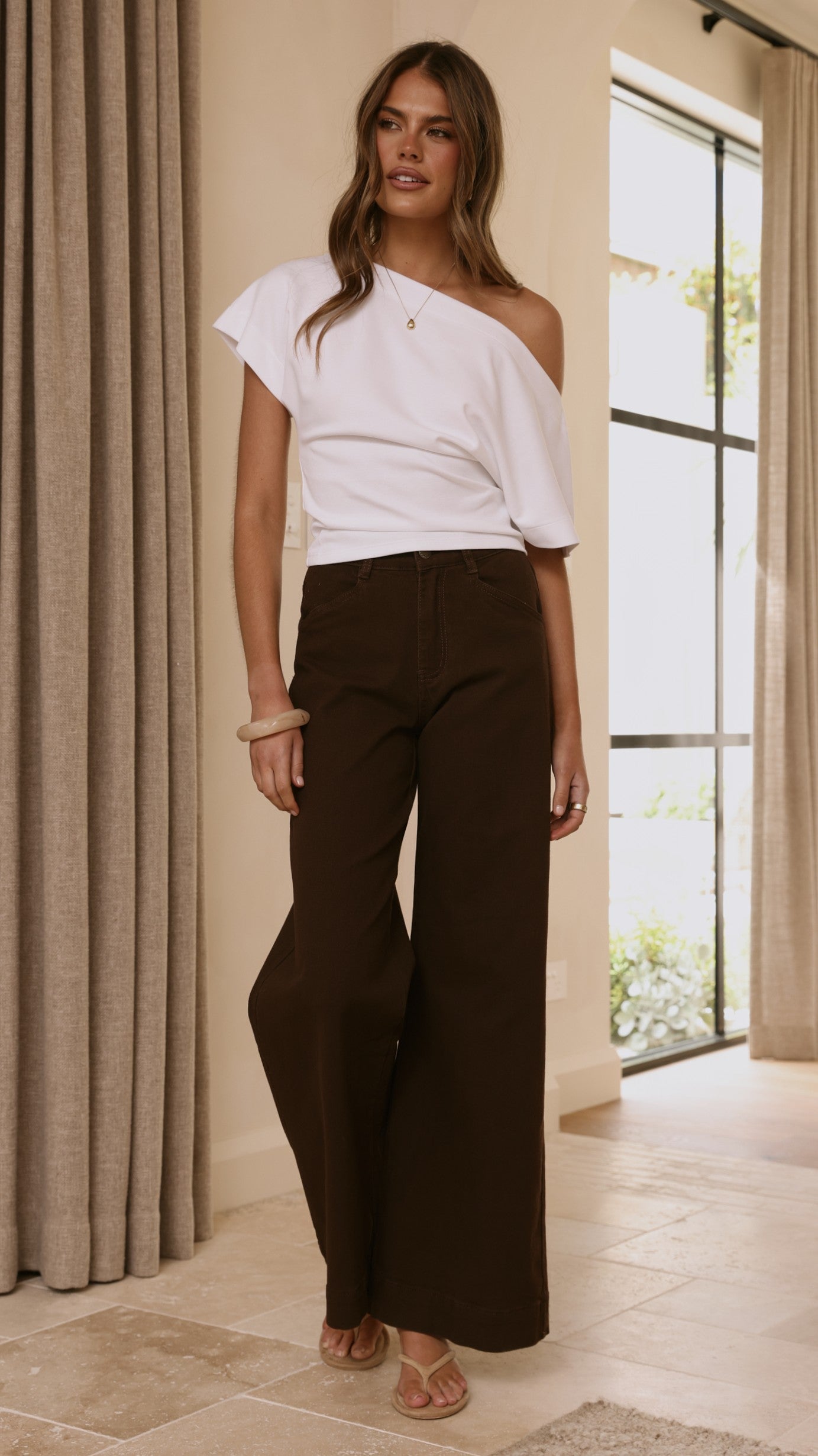 Zandra Wide Leg Jeans - Chocolate - Billy J