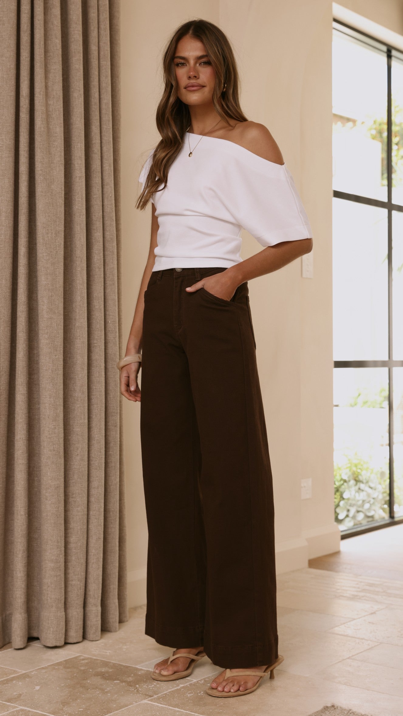 Zandra Wide Leg Jeans - Chocolate - Billy J