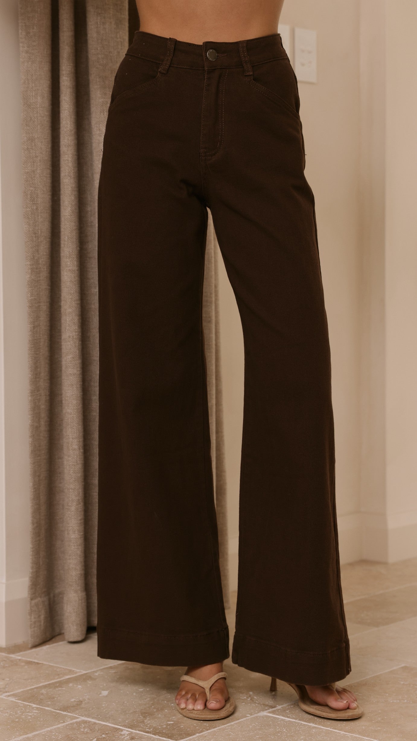 Zandra Wide Leg Jeans - Chocolate - Billy J