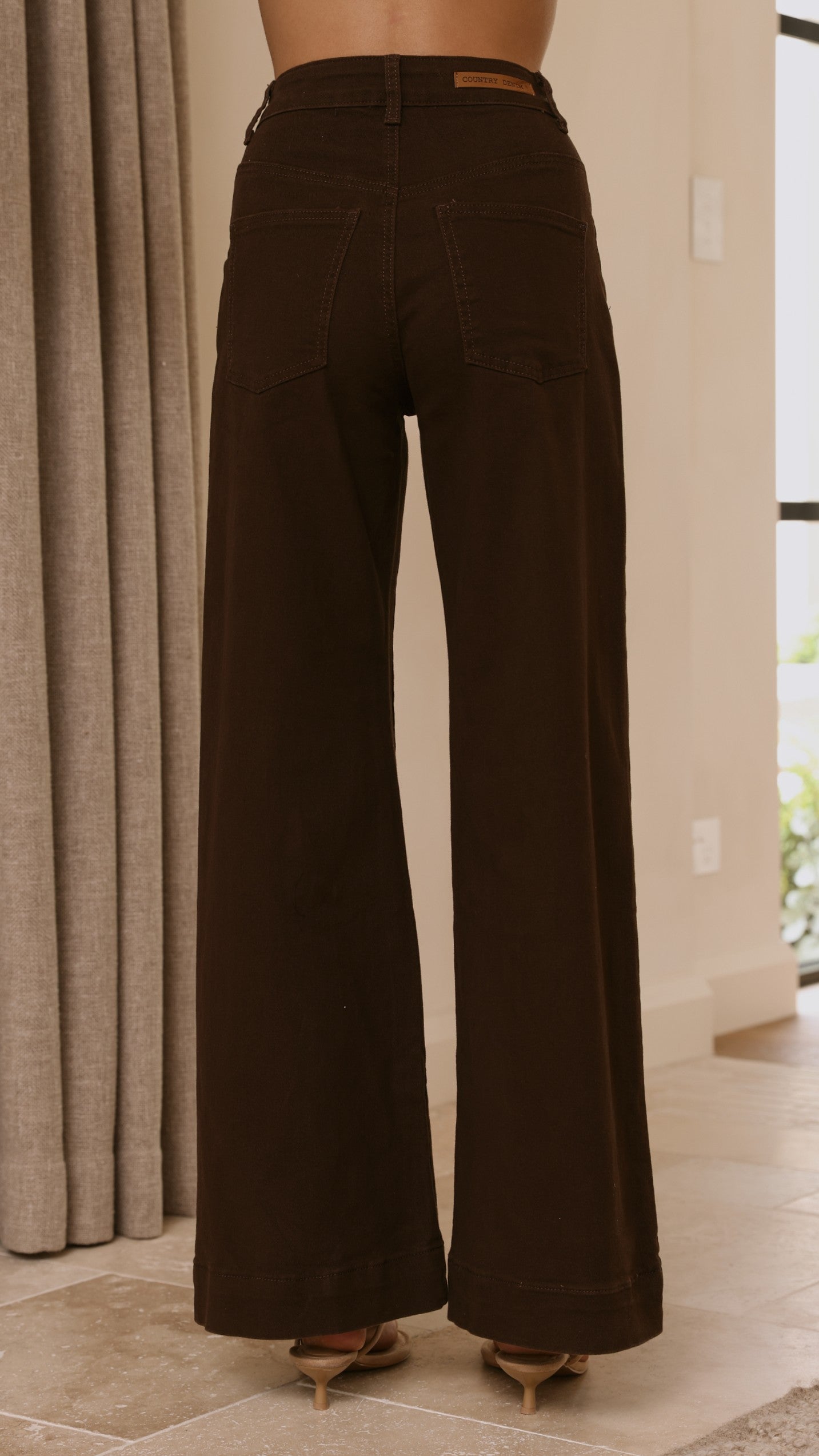 Zandra Wide Leg Jeans - Chocolate - Billy J