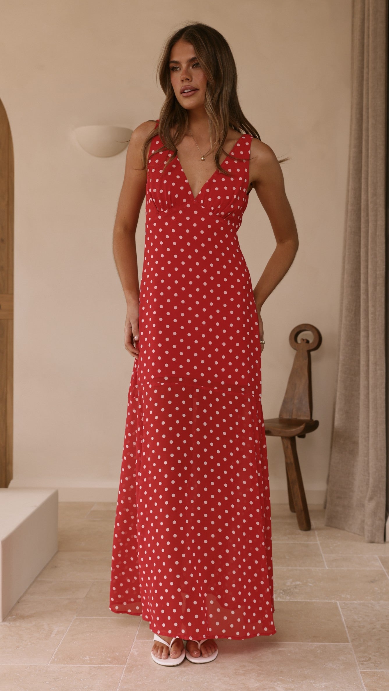 Oriella Maxi Dress - Red Polka - Billy J
