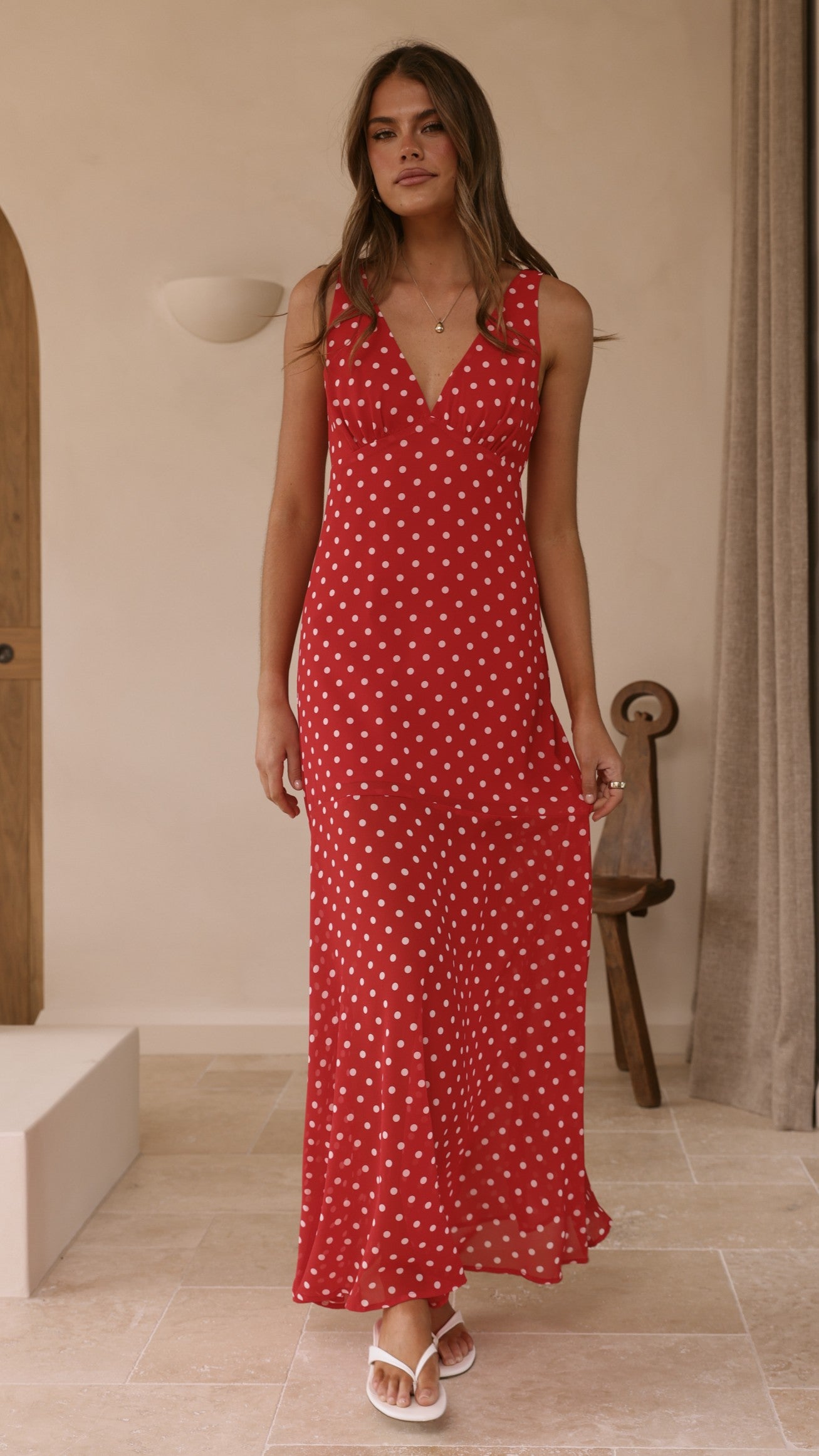 Oriella Maxi Dress - Red Polka - Billy J