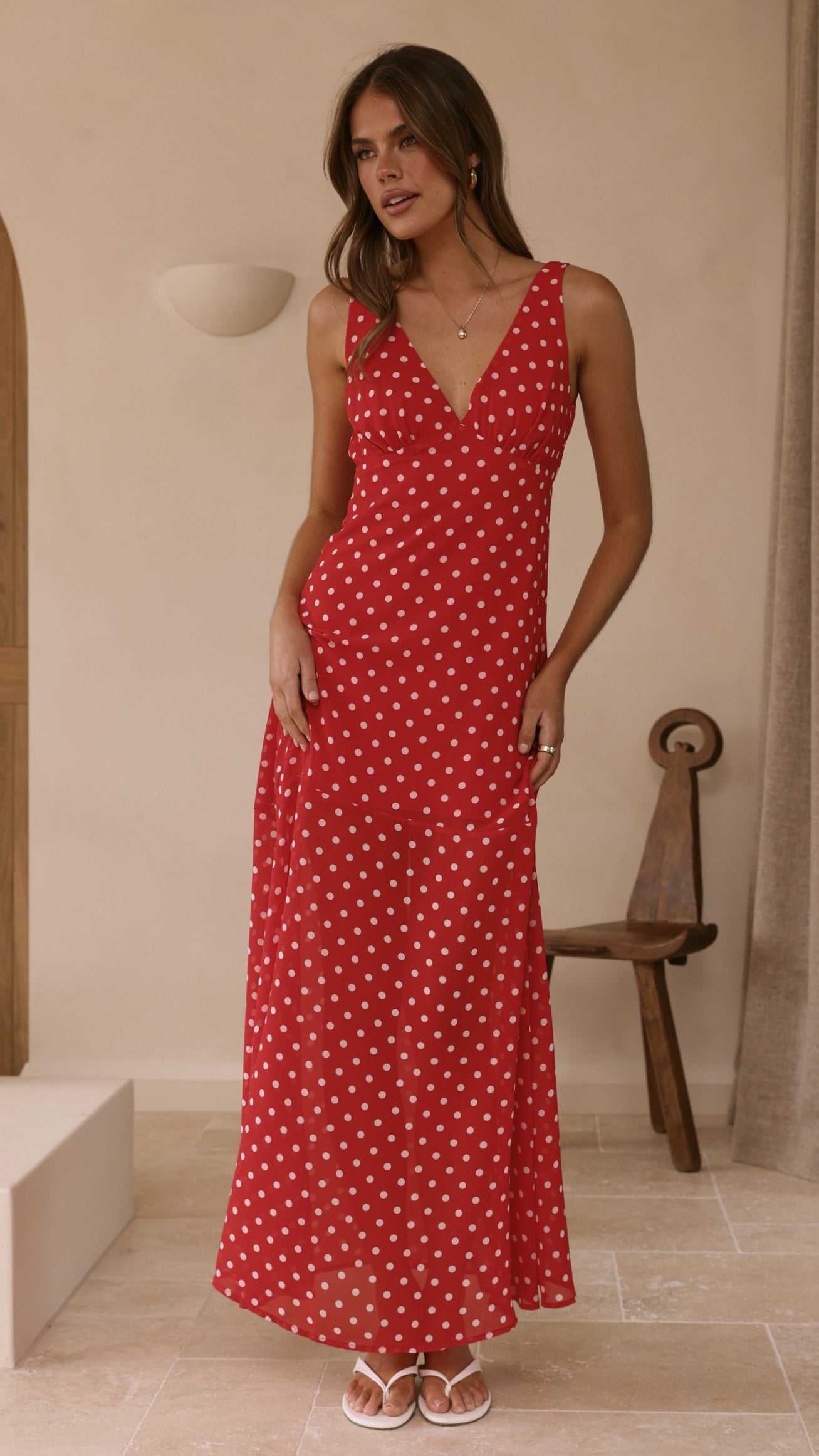 Oriella Maxi Dress - Red Polka - Billy J