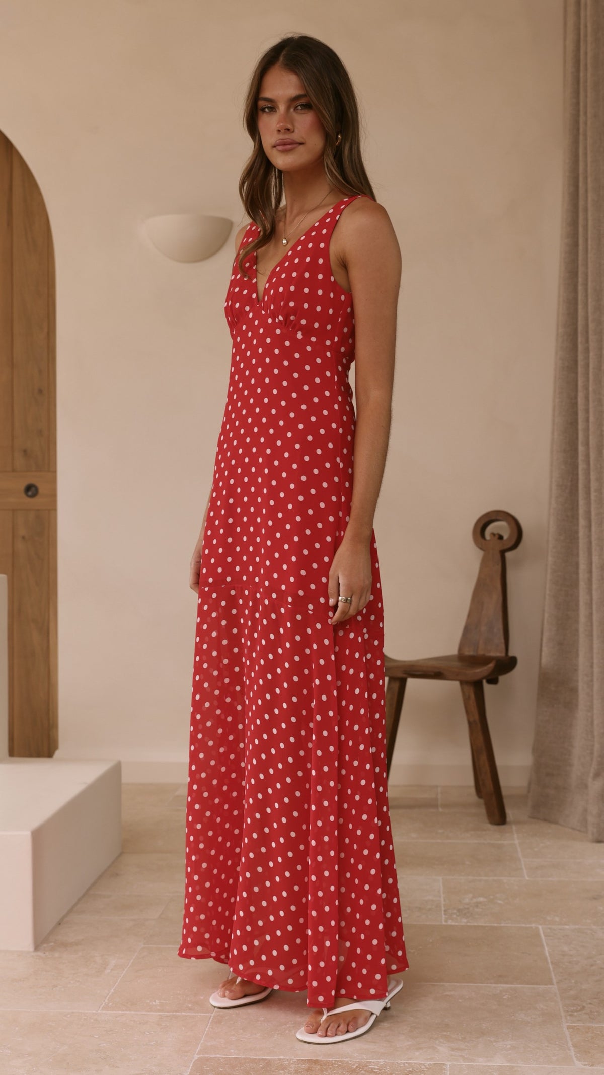 Oriella Maxi Dress - Red Polka - Billy J