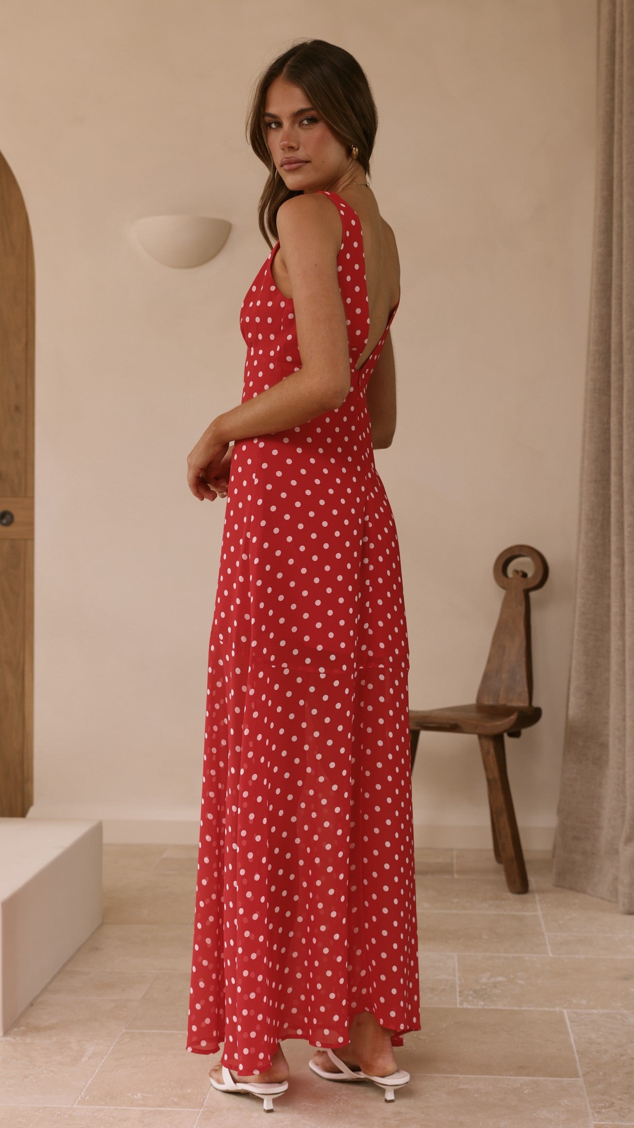 Oriella Maxi Dress - Red Polka - Billy J