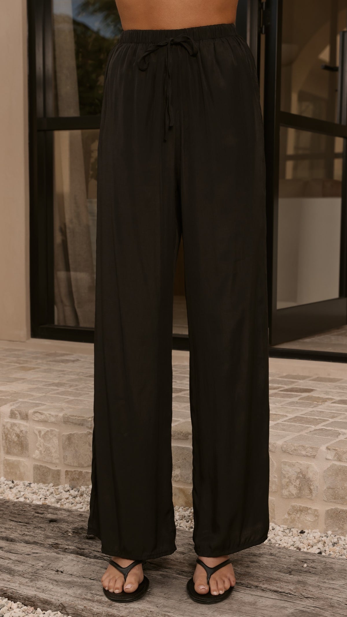 Elaia High Neck Top & Pants Set - Black - Billy J