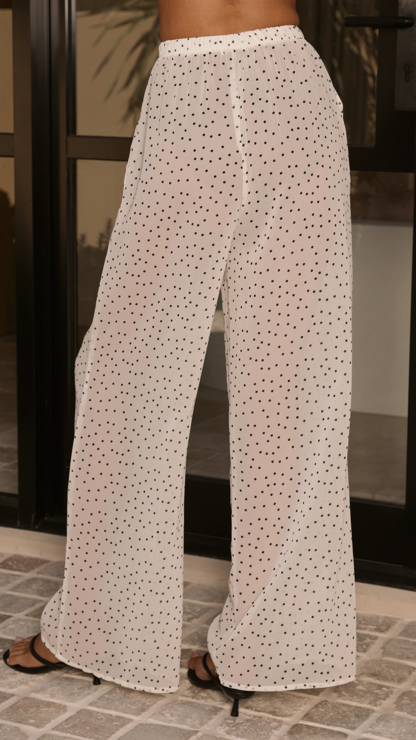 Rubi Top and Pants Semi Sheer Set - Cream Polka - Billy J
