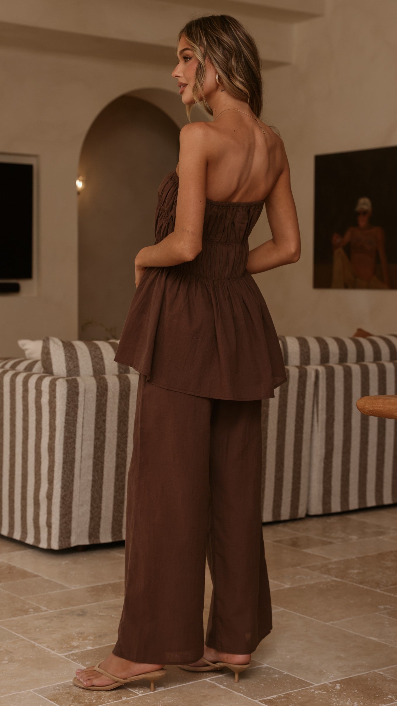 Maison Strapless Top & Pants Set - Chocolate - Billy J