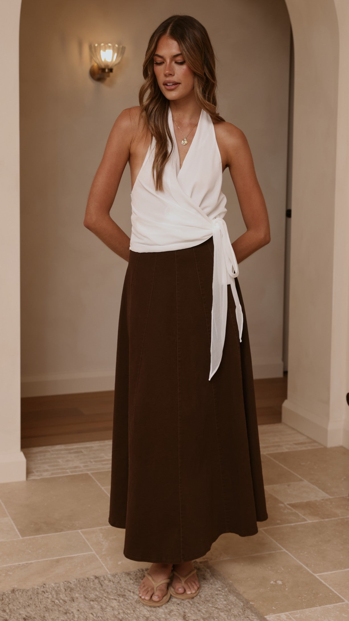 Zira Denim Maxi Skirt - Chocolate - Billy J