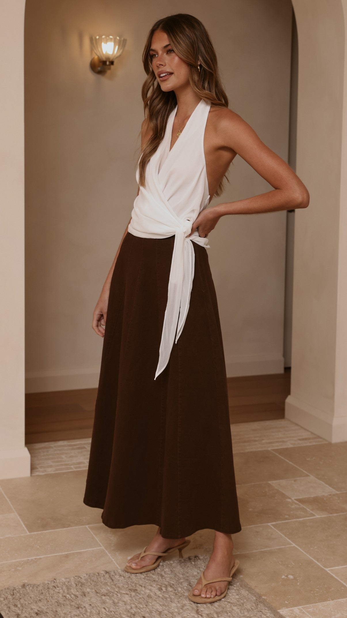 Zira Denim Maxi Skirt - Chocolate - Billy J