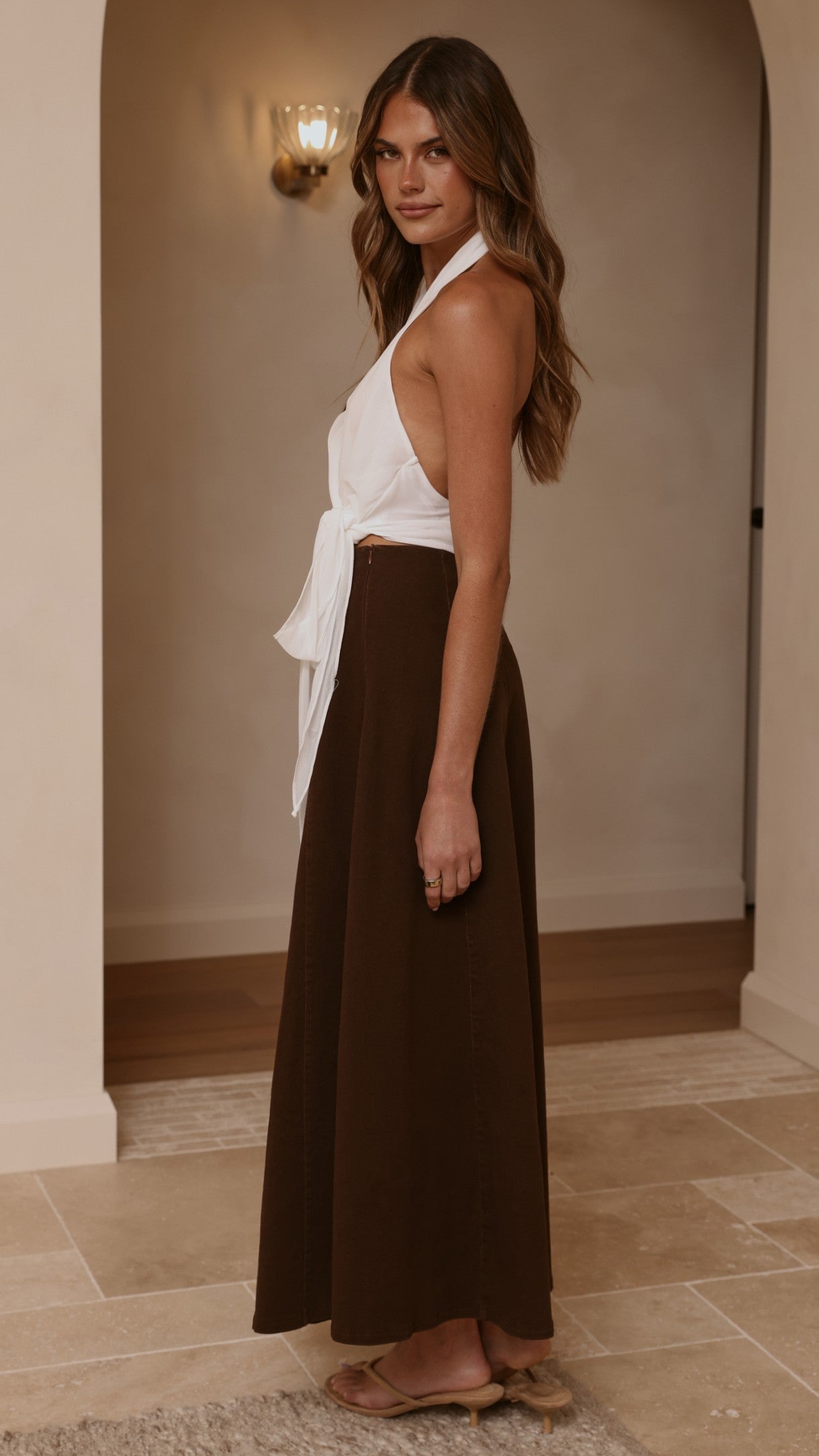 Zira Denim Maxi Skirt - Chocolate - Billy J