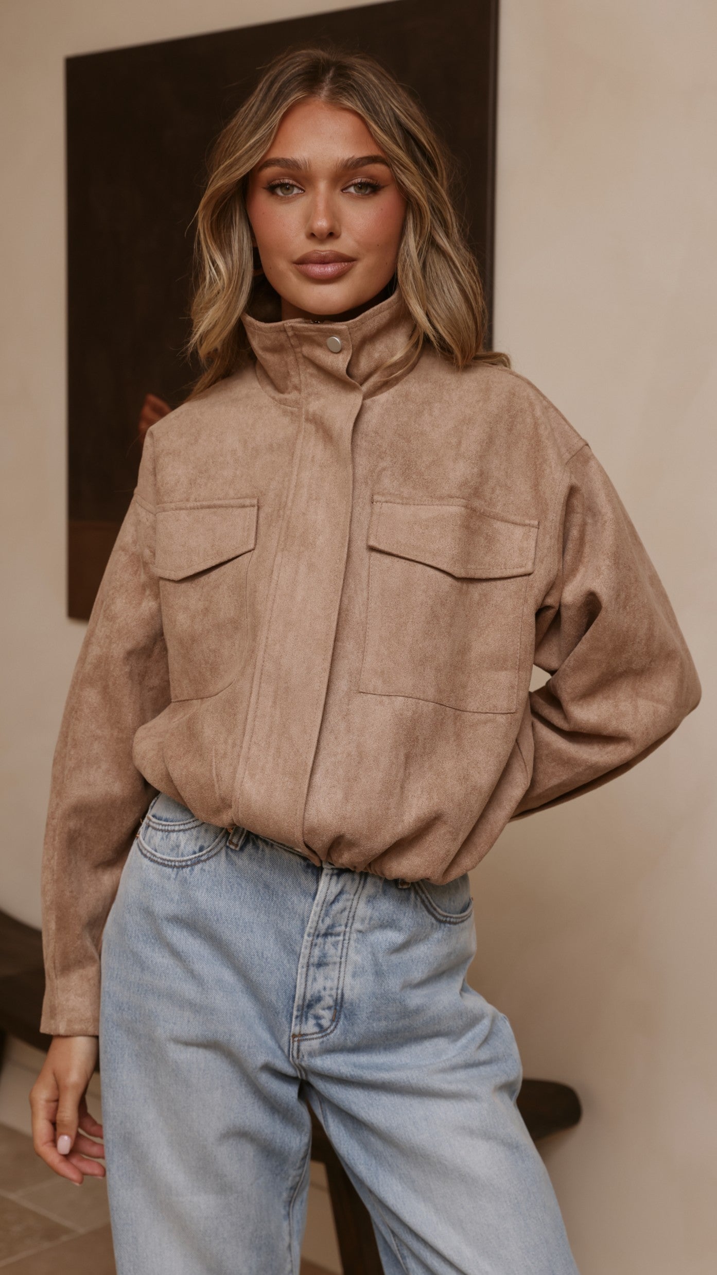 Josh Funnel Neck Jacket - Beige - Billy J