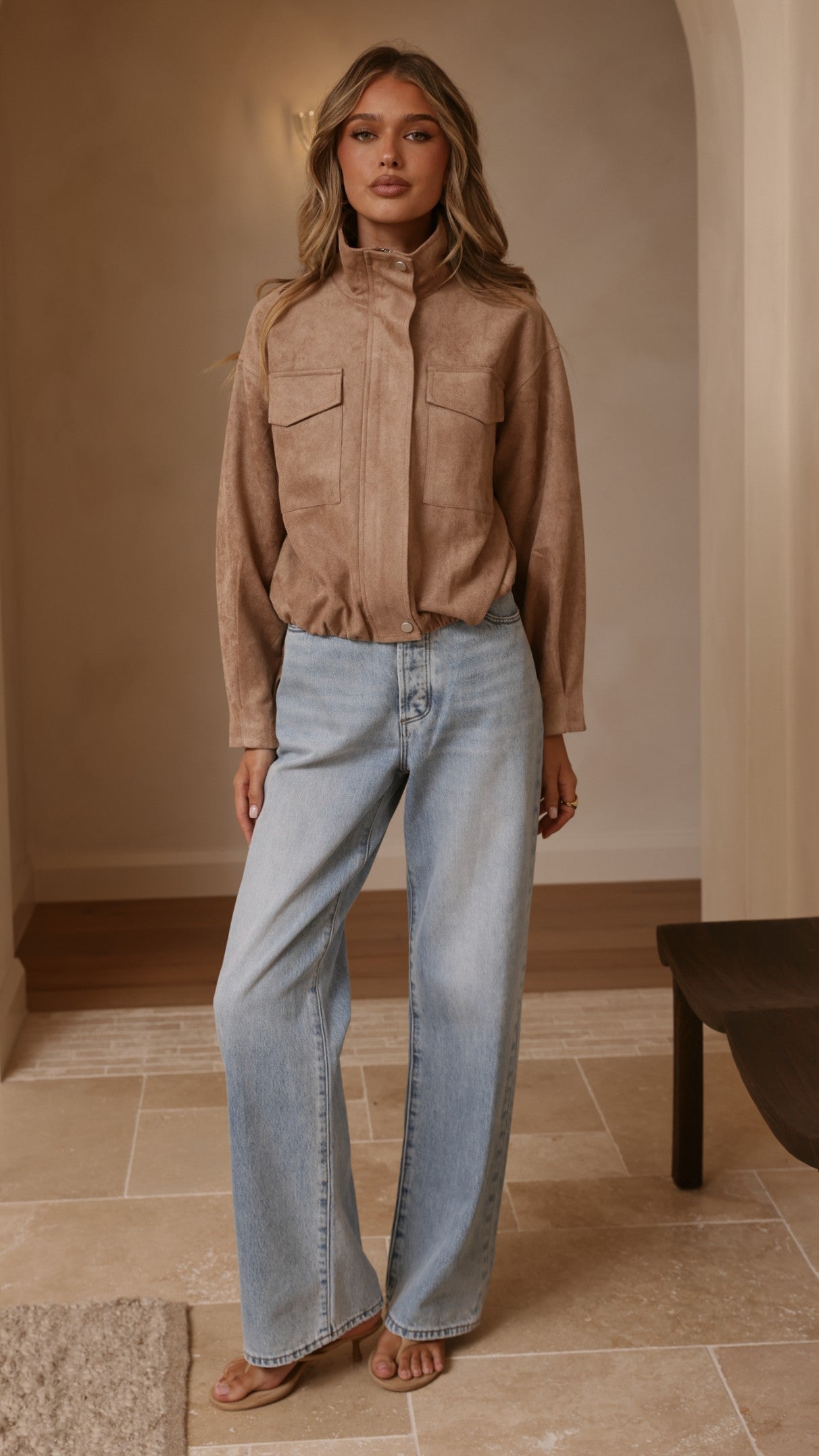 Josh Funnel Neck Jacket - Beige - Billy J