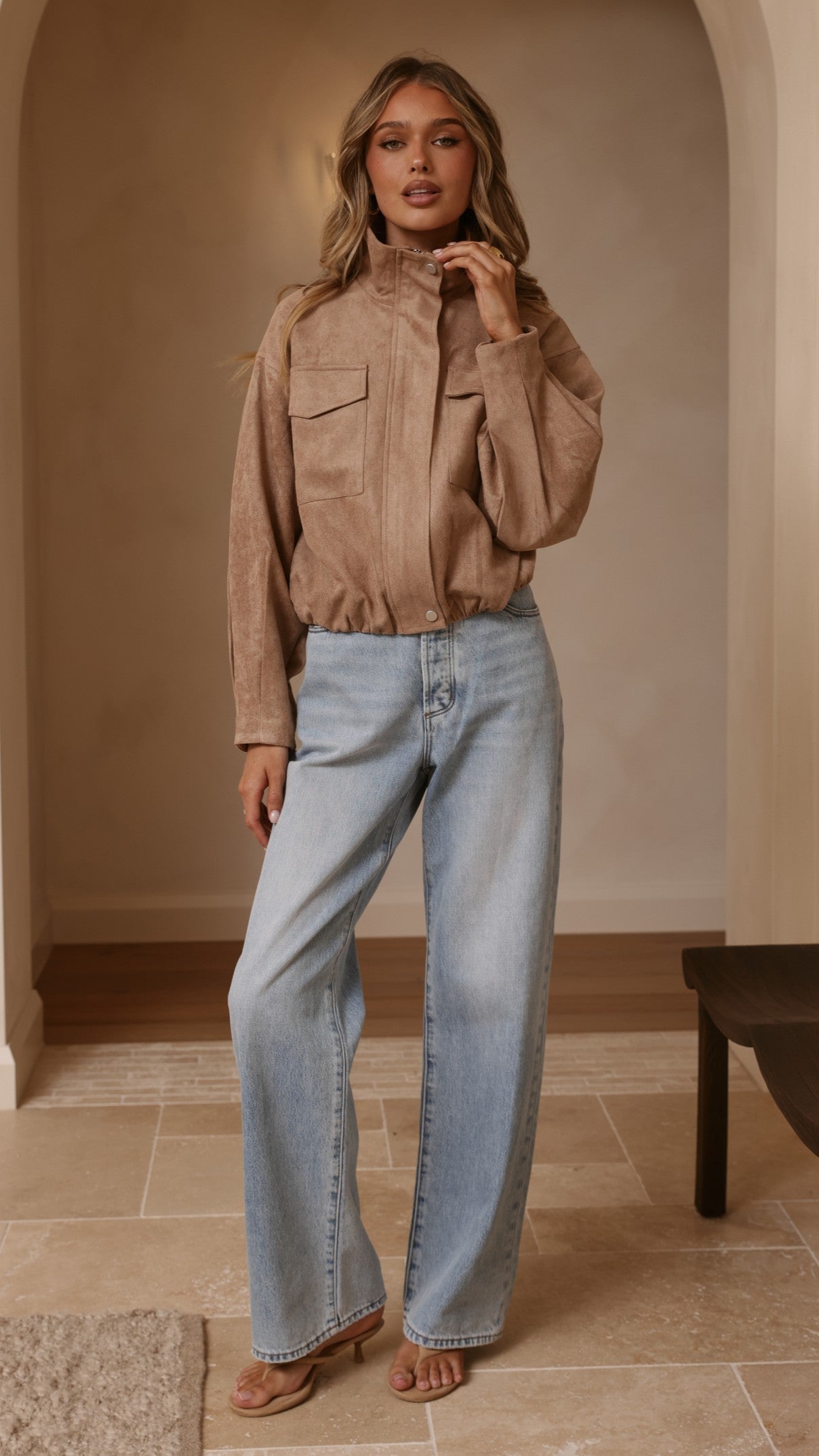 Josh Funnel Neck Jacket - Beige - Billy J