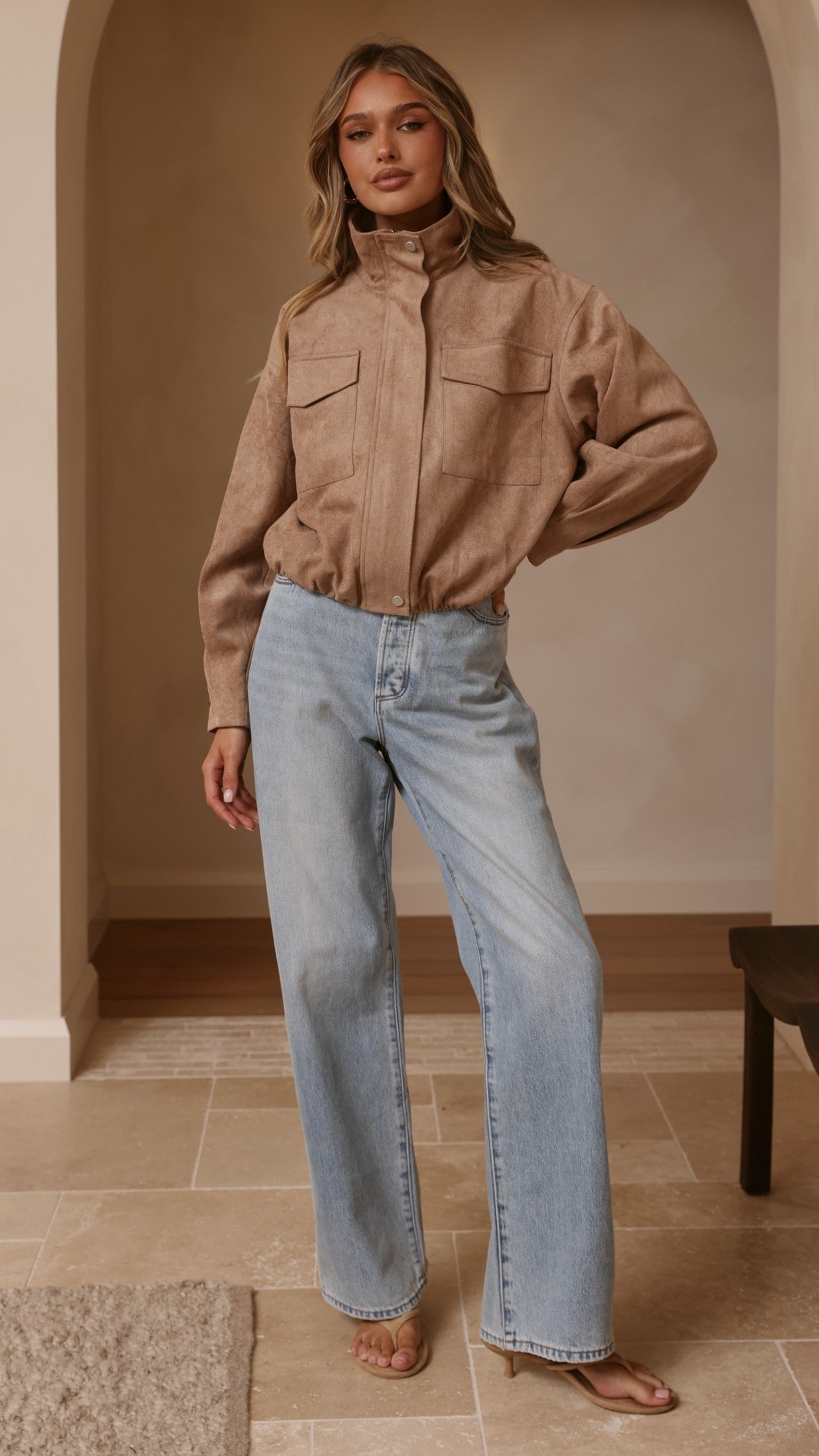 Josh Funnel Neck Jacket - Beige - Billy J