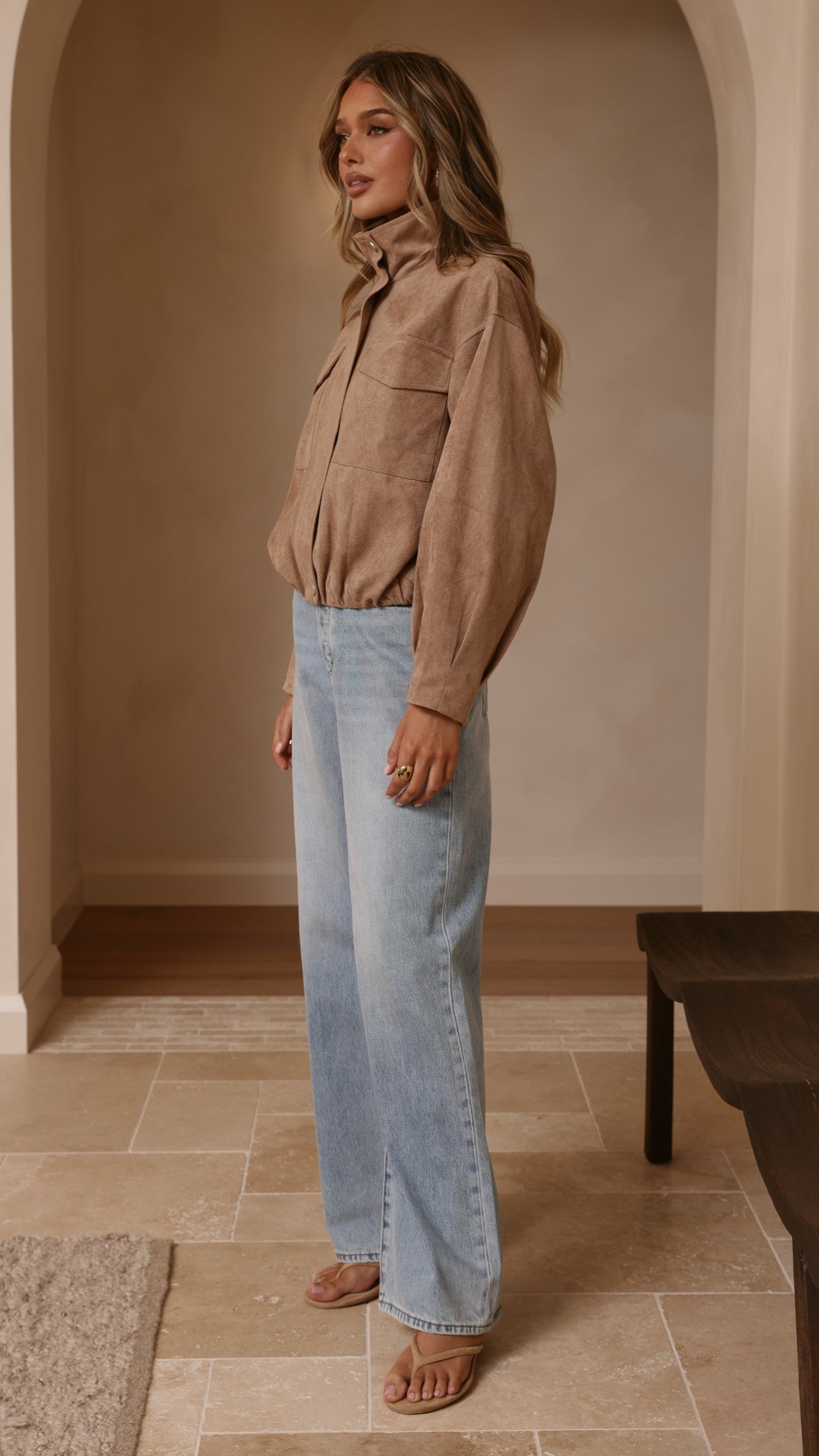 Josh Funnel Neck Jacket - Beige - Billy J
