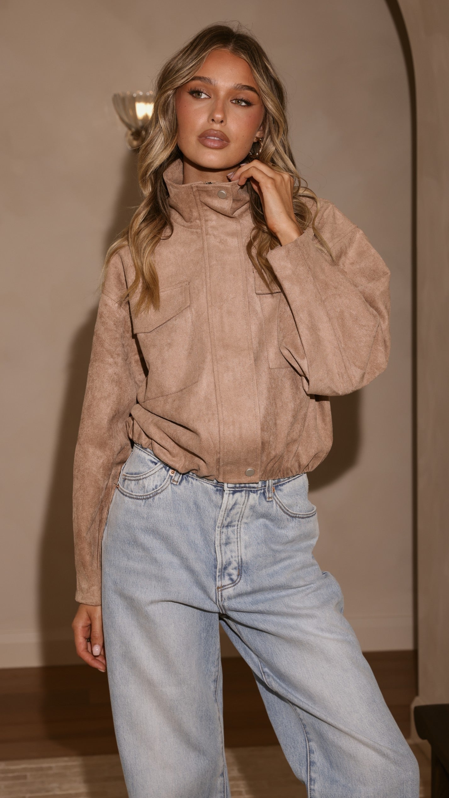 Josh Funnel Neck Jacket - Beige - Billy J