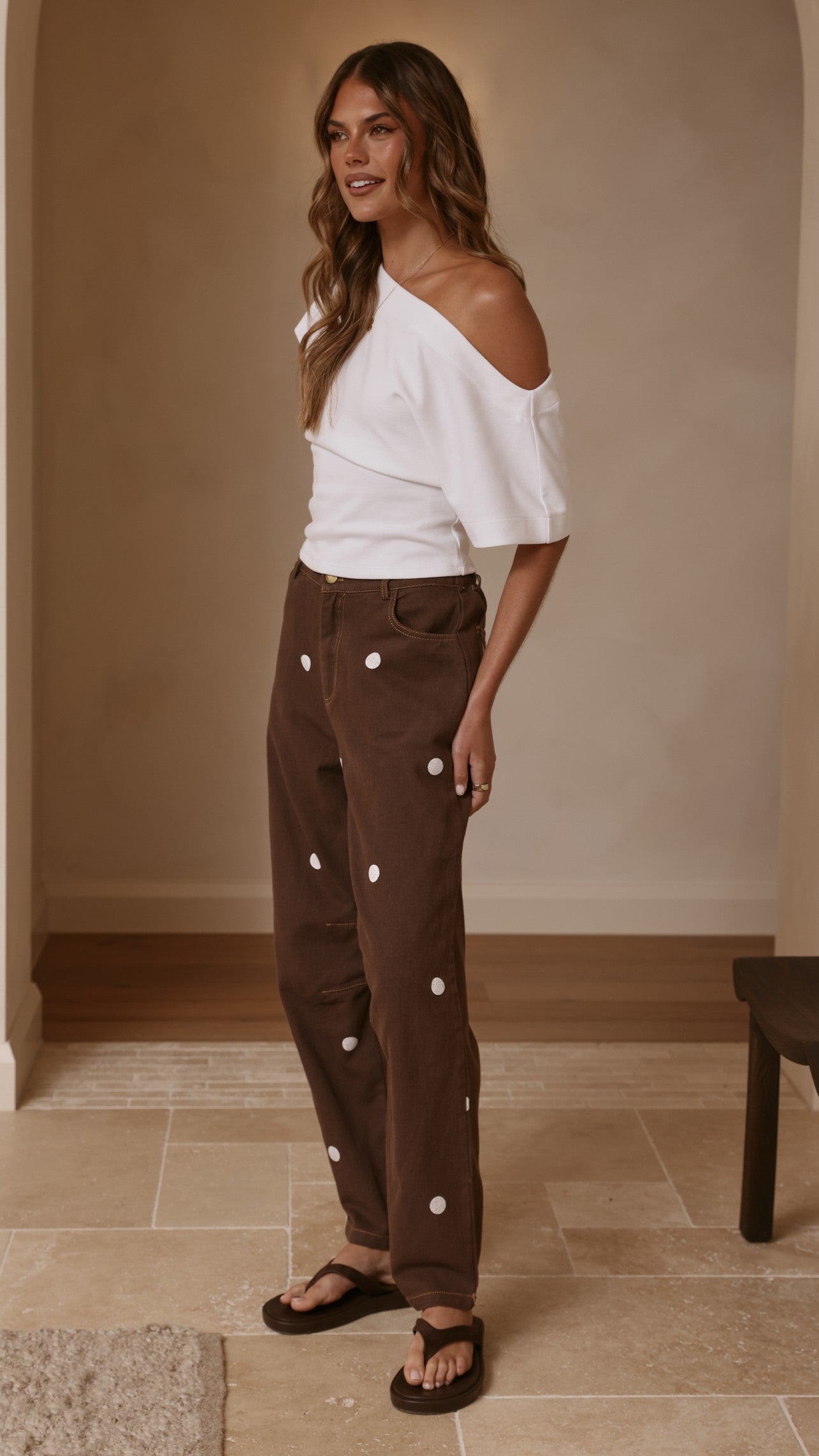 Cleora Barrel Jeans - Chocolate Polka - Billy J